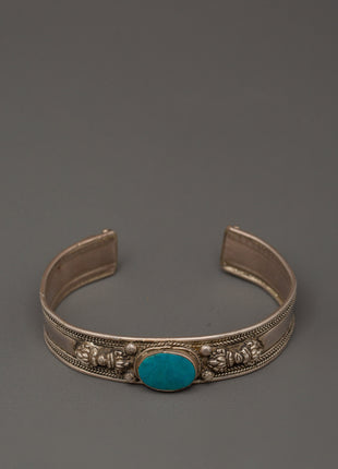 Handcrafted Silver Turquoise Inlaid Bracelet | Meaningful Spiritual Silver Bracelet