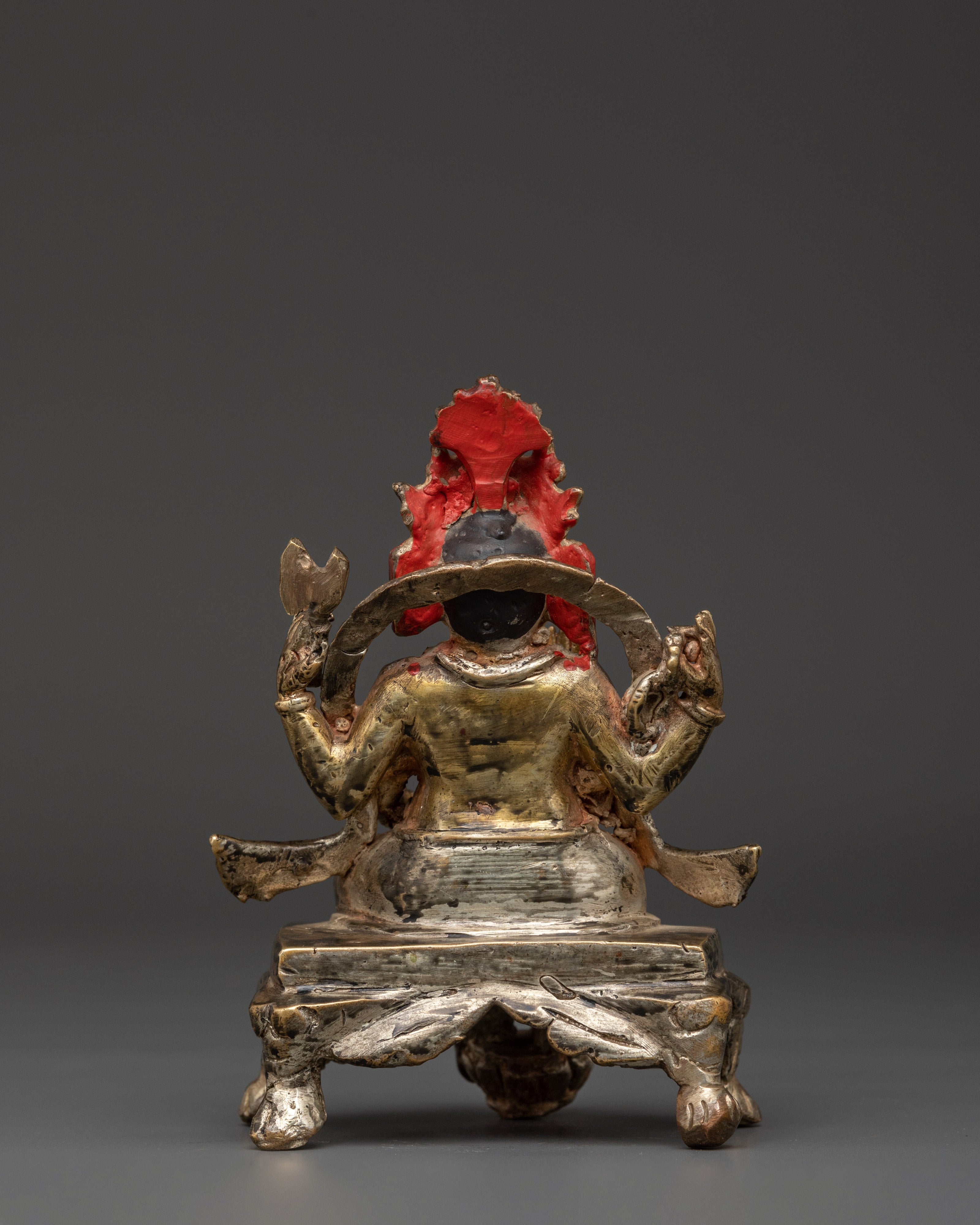 Seated Ganesha Statue | Silver and Gold-Toned Hindu Deity Sculpture