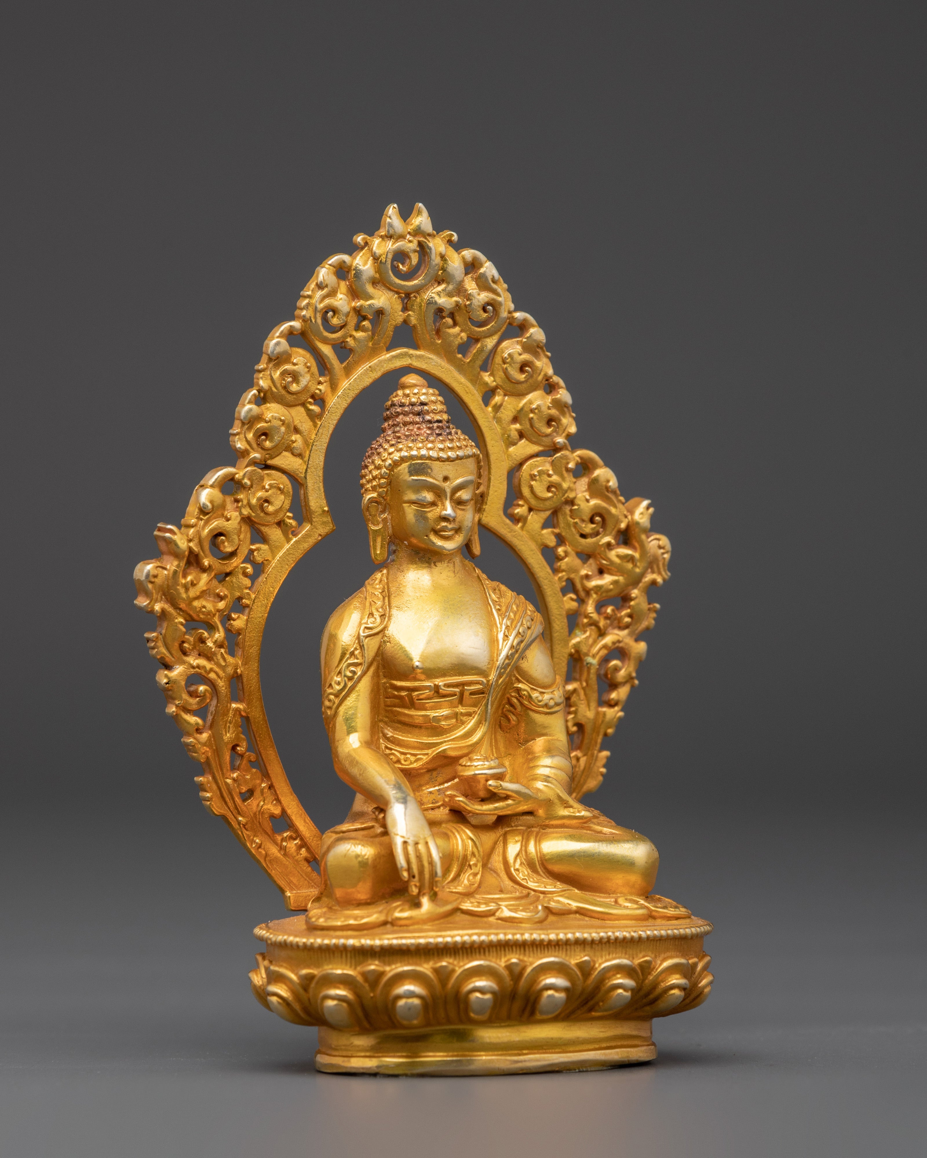 Tibetan Shakyamuni Buddha Copper Statue | Gold-Plated Buddhist Figurine