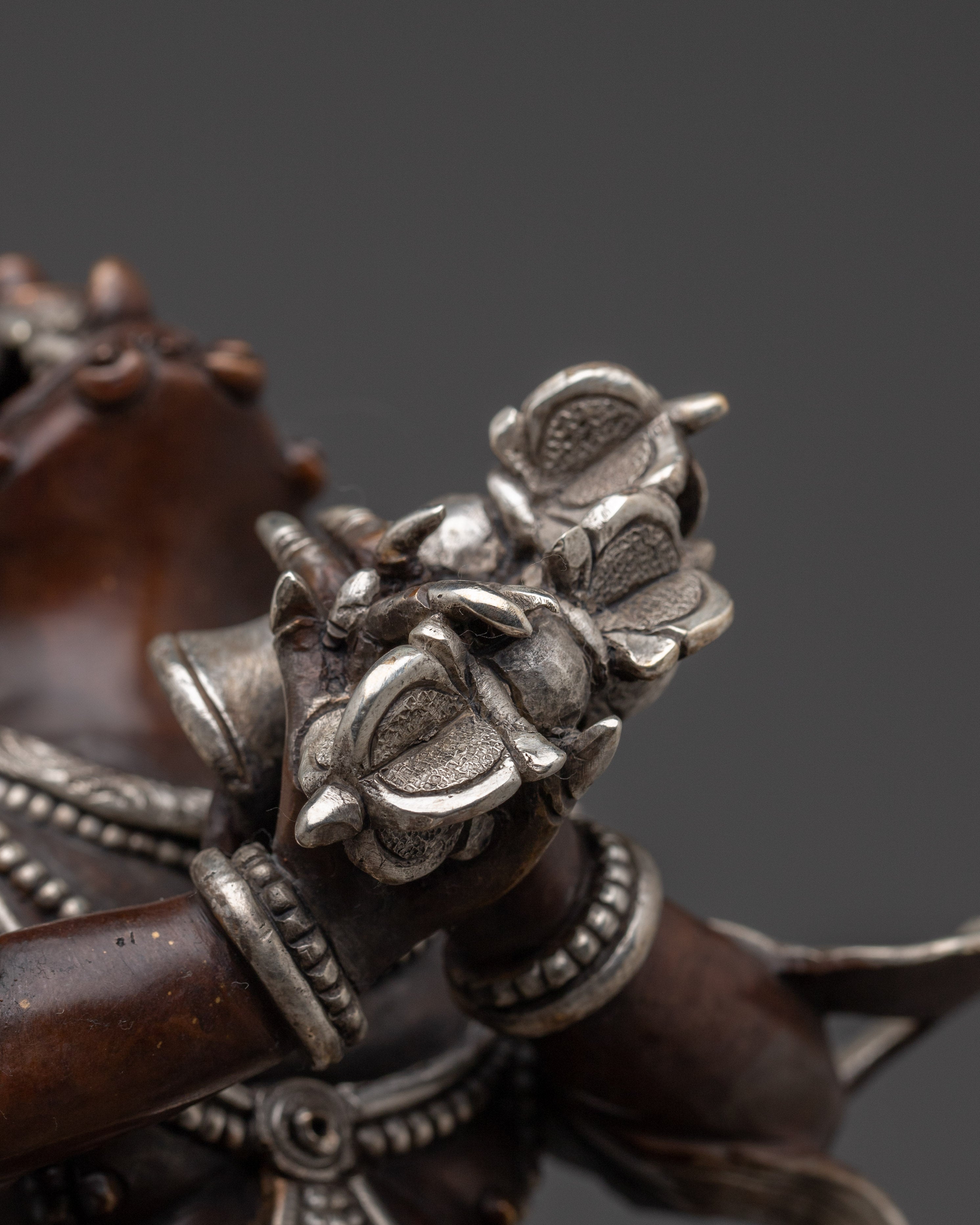 Oxidized Copper Body Vajradhaka Statue | Intricate Gold & Acrylic Paintings