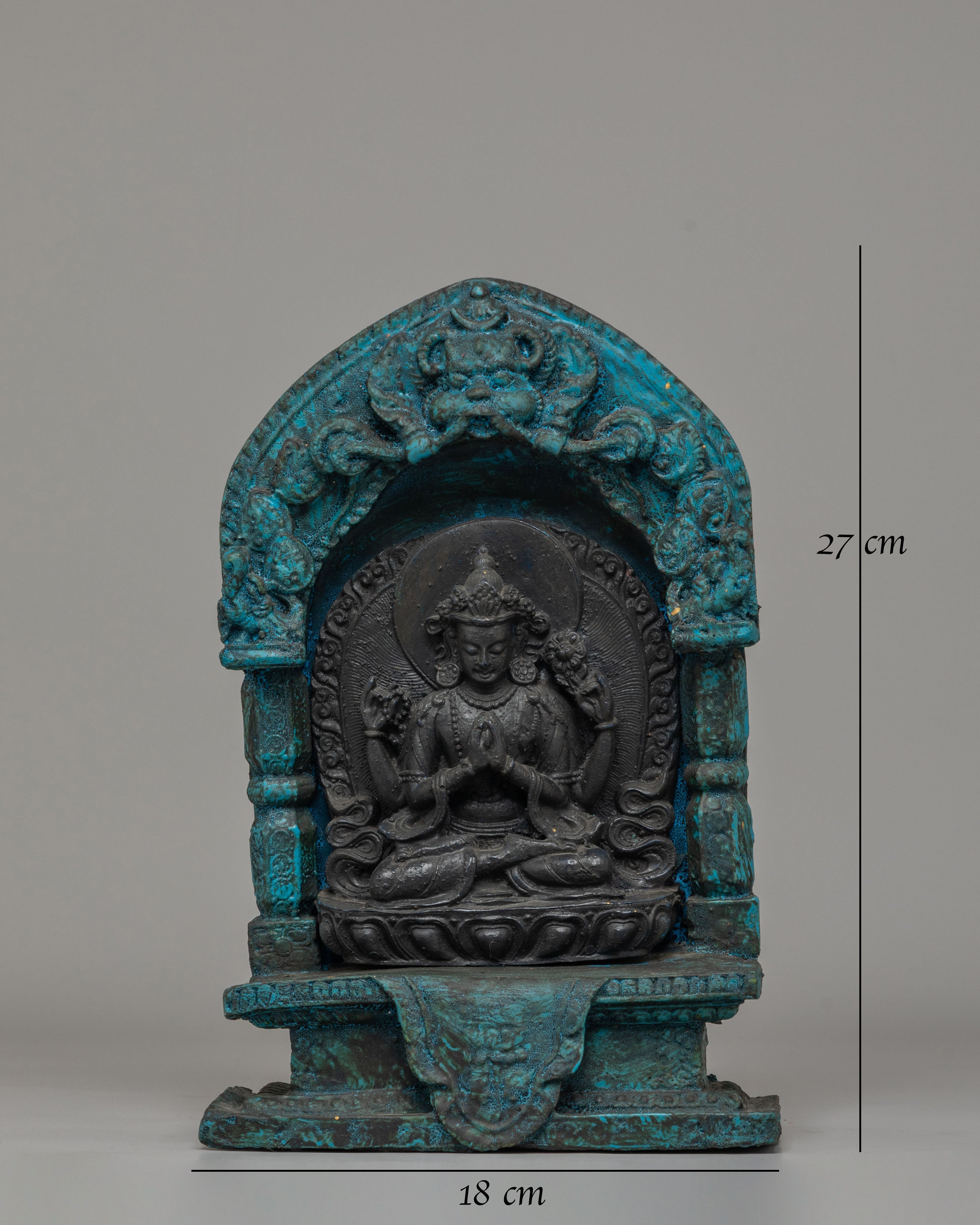 Handmade Chenrezig Bodhisattva Statue for Altar | Tibetan Avalokiteshvara Shrine Art