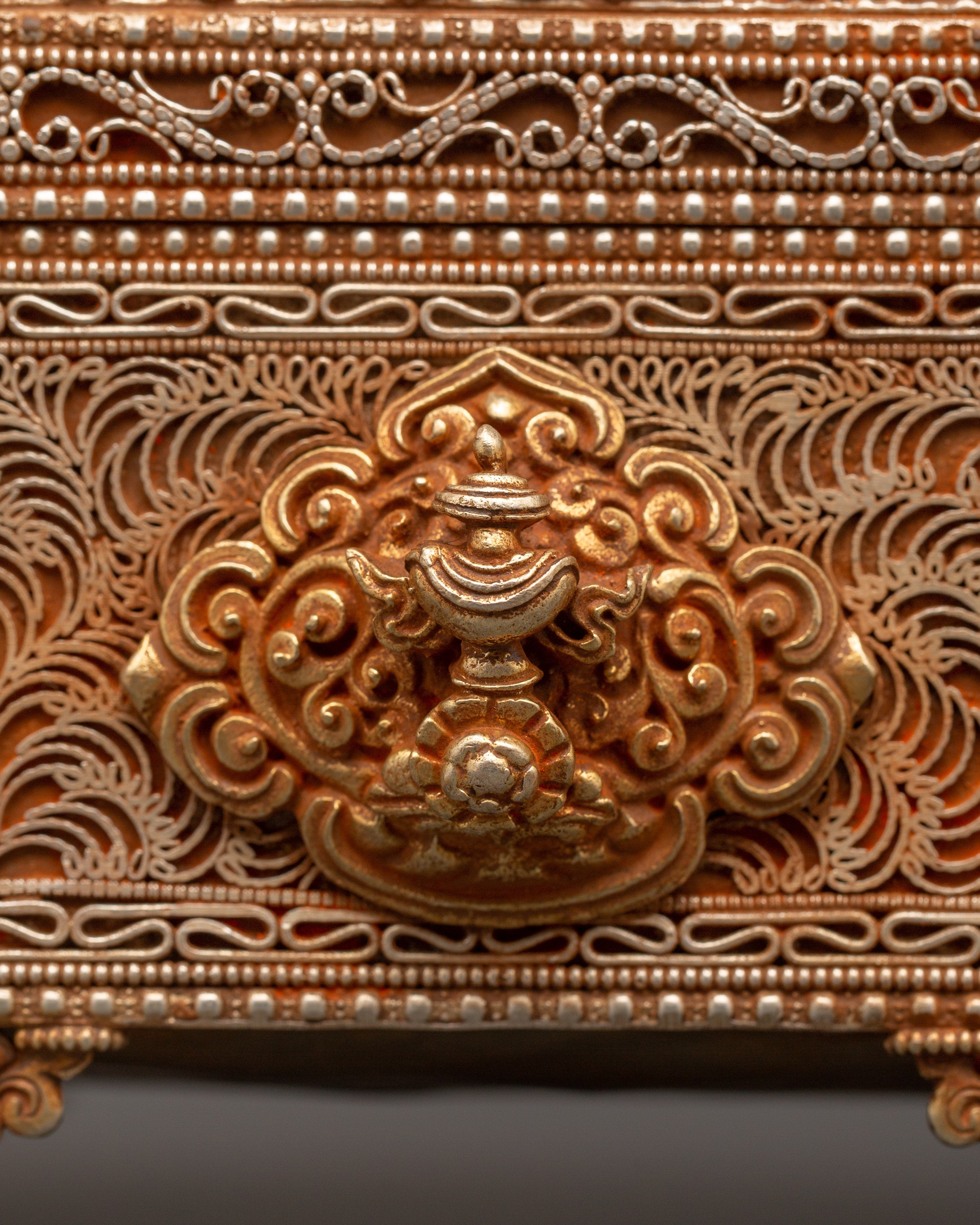 Tibetan Treasure Box with Turquoise and Coral | Buddhist Decor