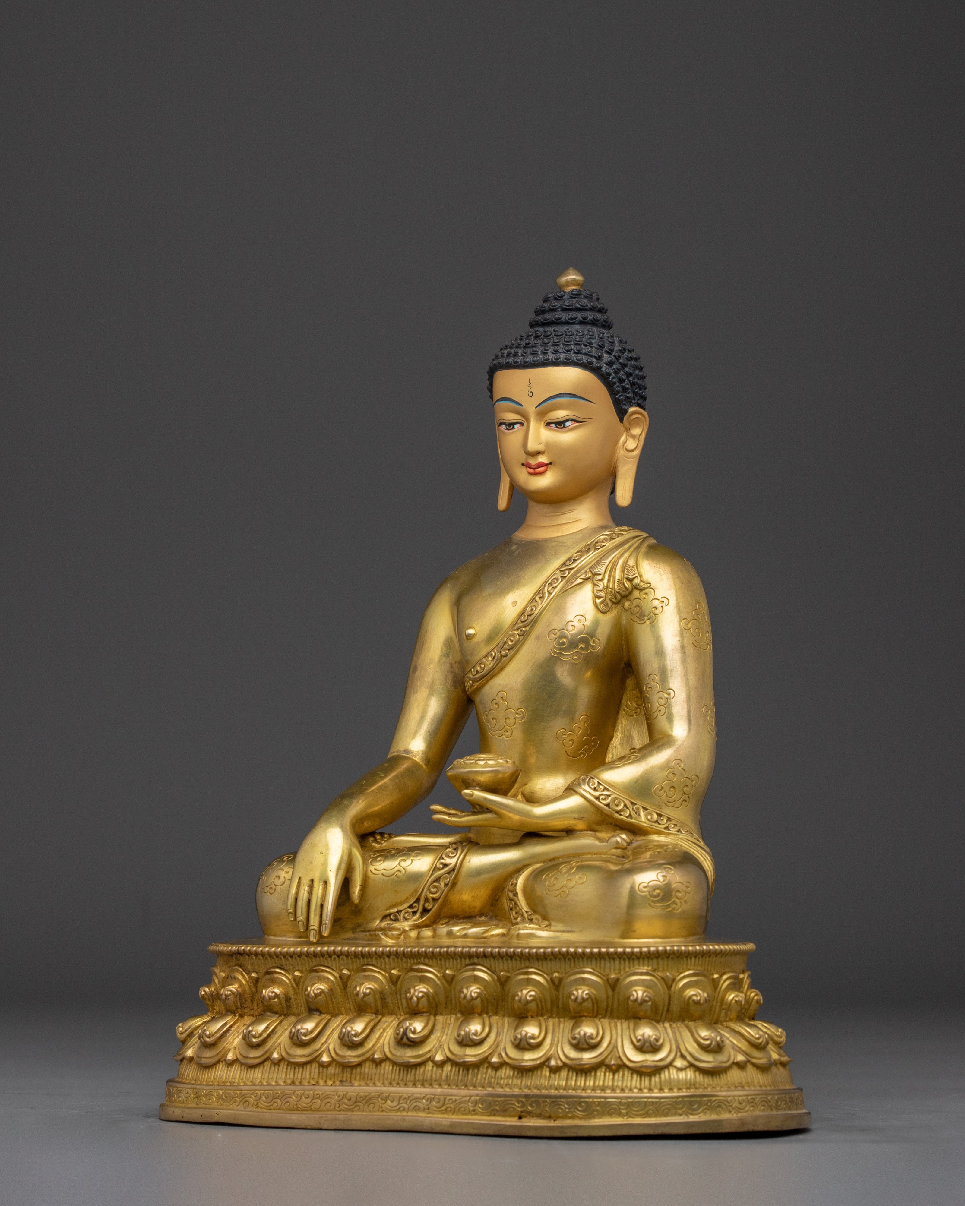 Golden Shakyamuni Buddha - The Enlightened One | Traditionally 24K Gold Gilded Statue