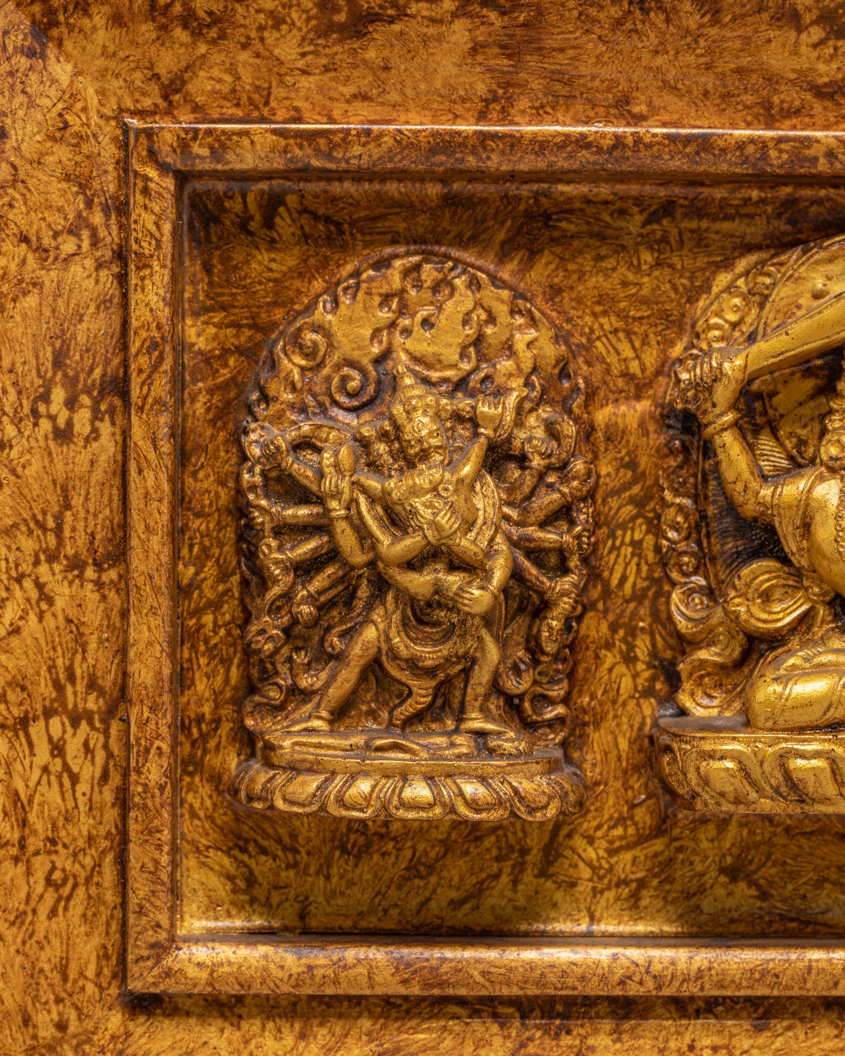 Handmade Wall Hanging with Meditational Deities | Spiritual Stone Dust Art