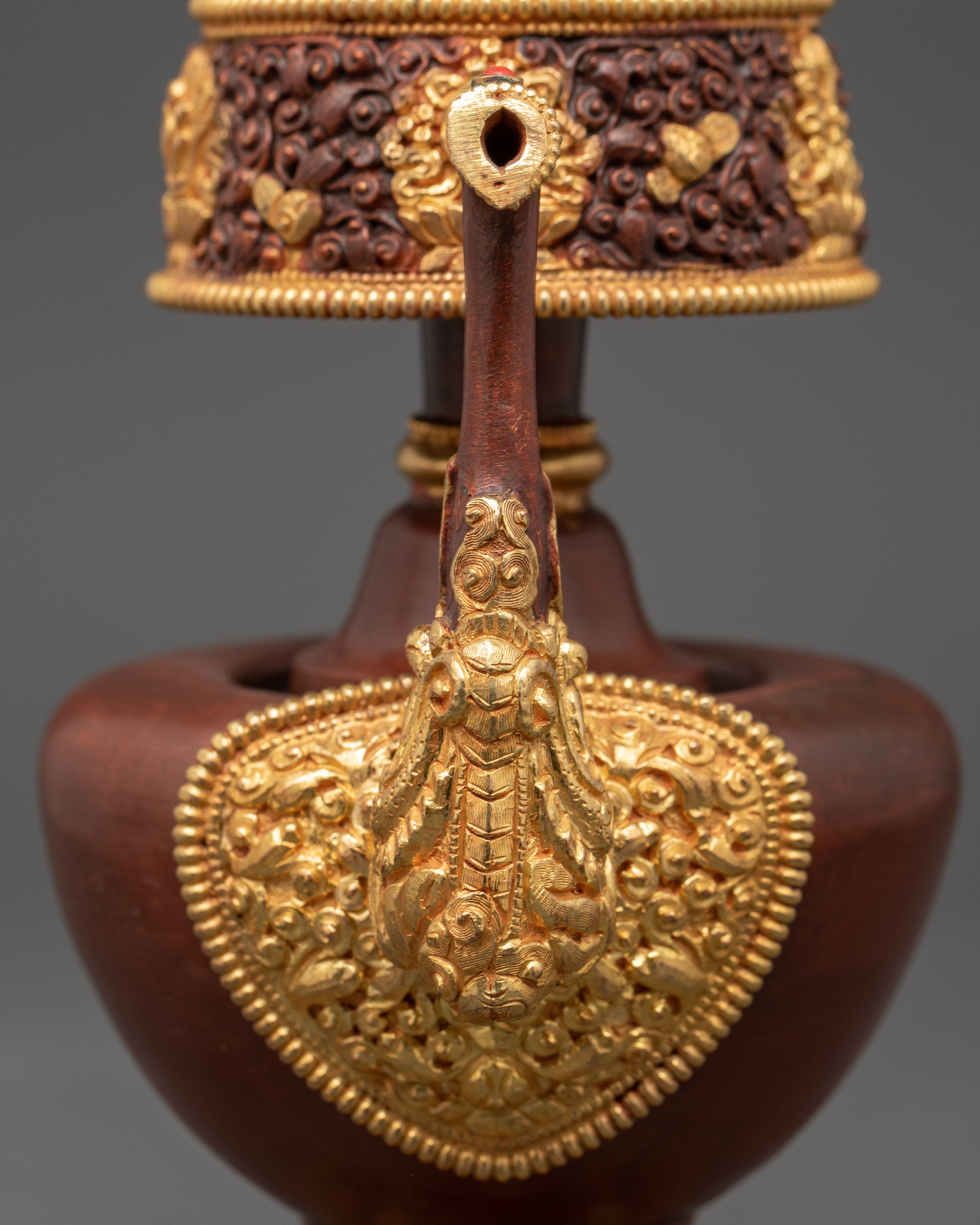 Gold-Plated Bhumba Ritual Set with Turquoise | Spiritual Decor