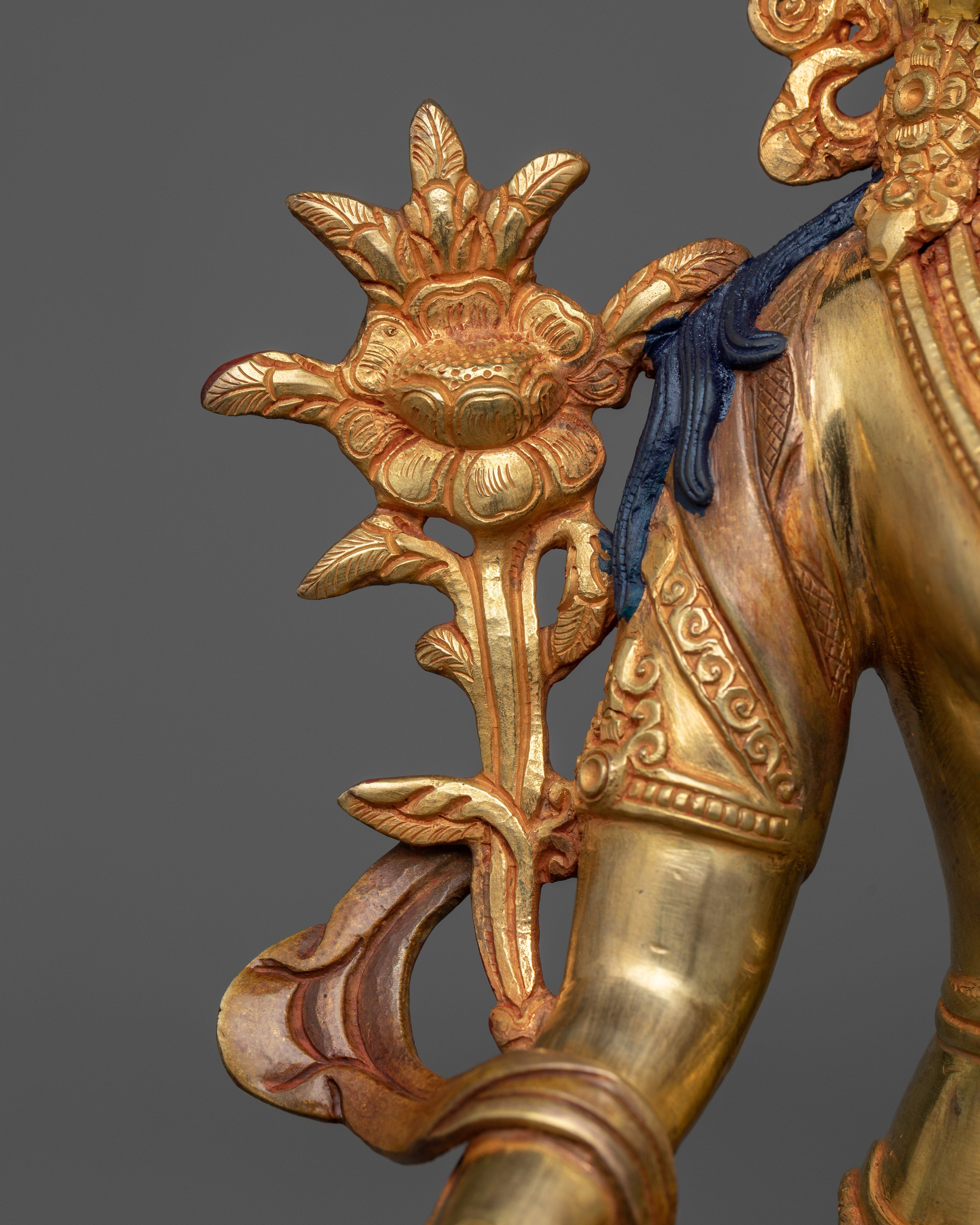Female Goddess White Tara Statue | 24k Gold Gilded