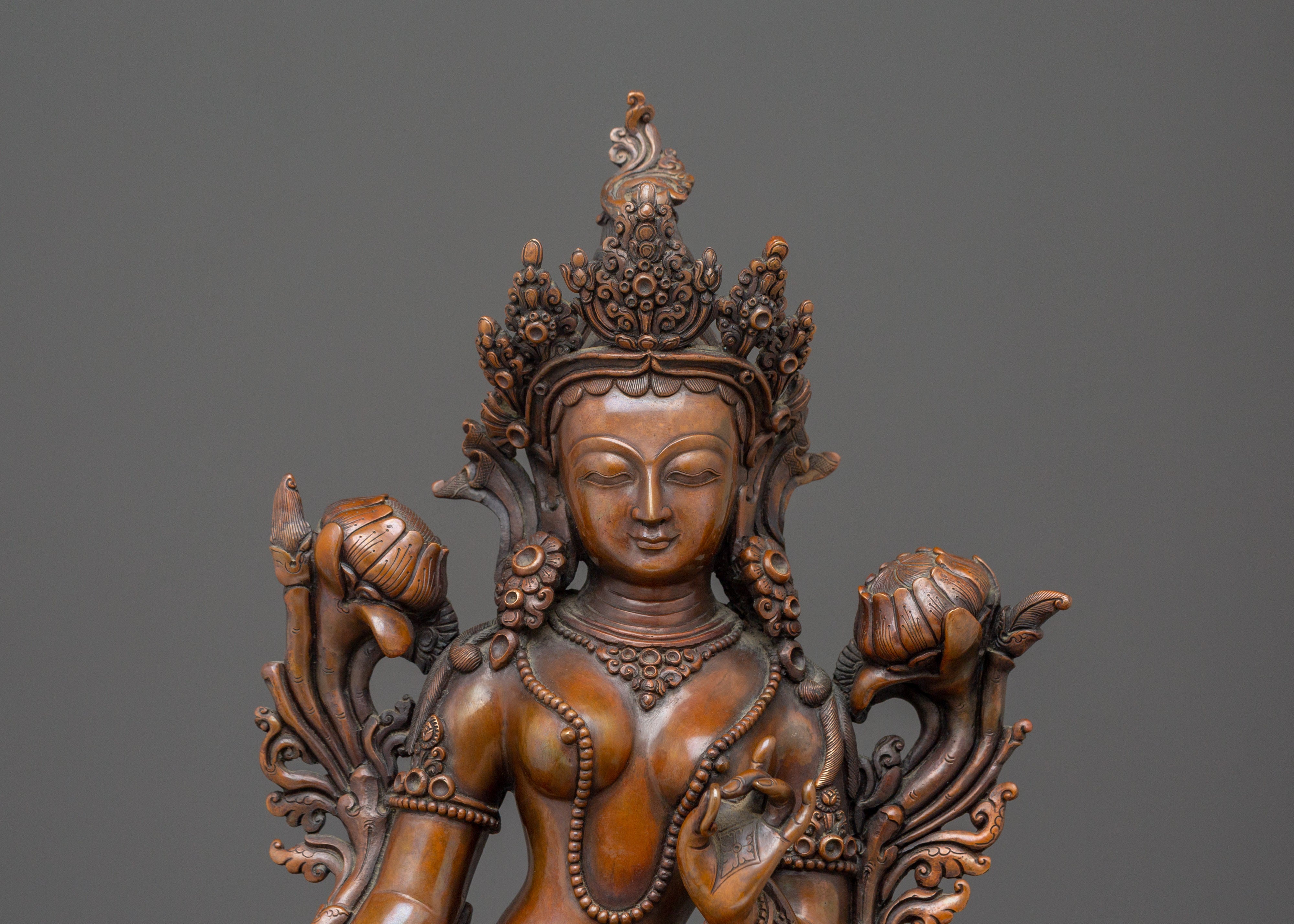 Sacred Mother of Liberation Standing Green Tara Statue | Mother of All Buddhas