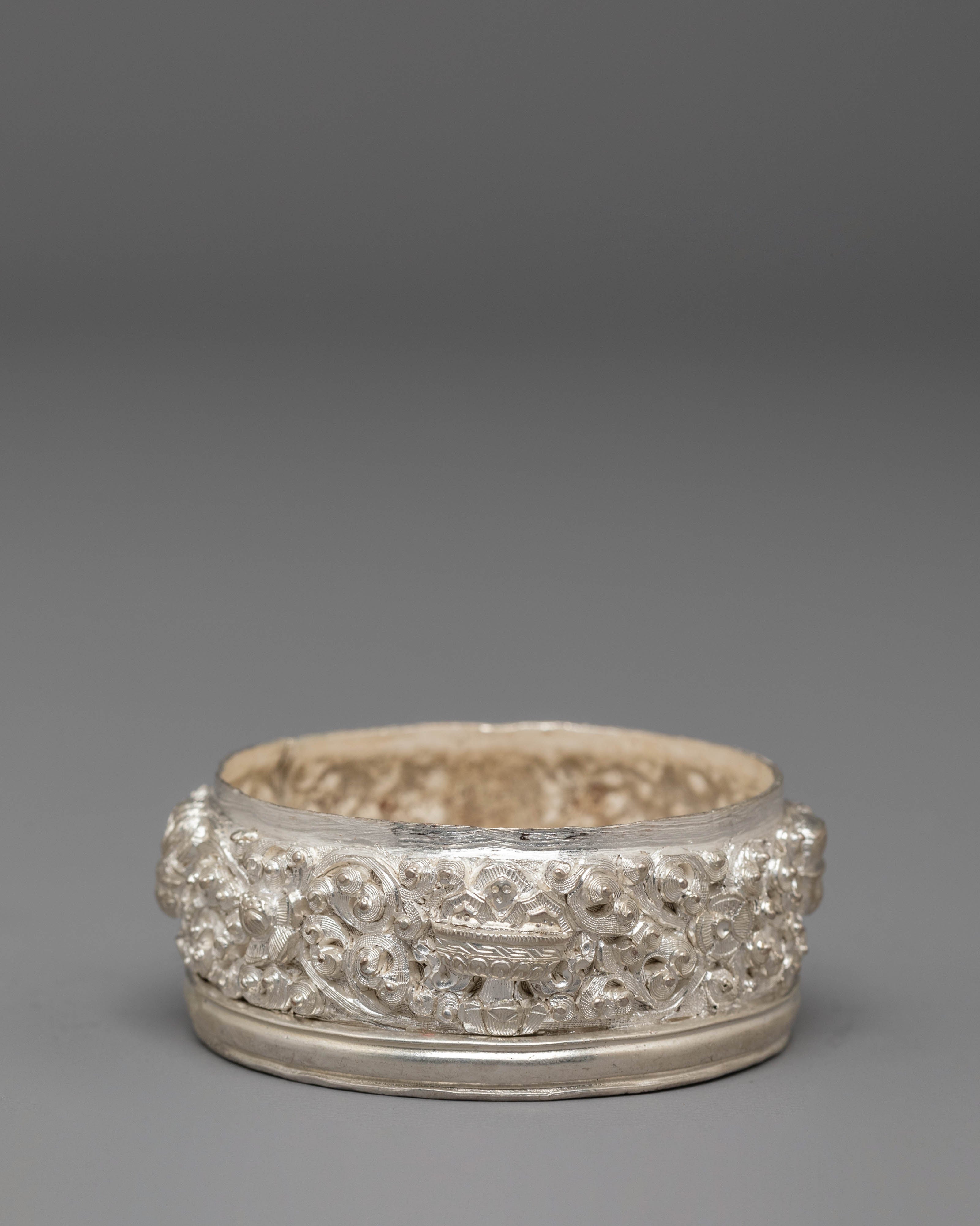 Traditional Rice Offering Pot for Puja and Ceremonies | Silver Plated Ritual Vessel