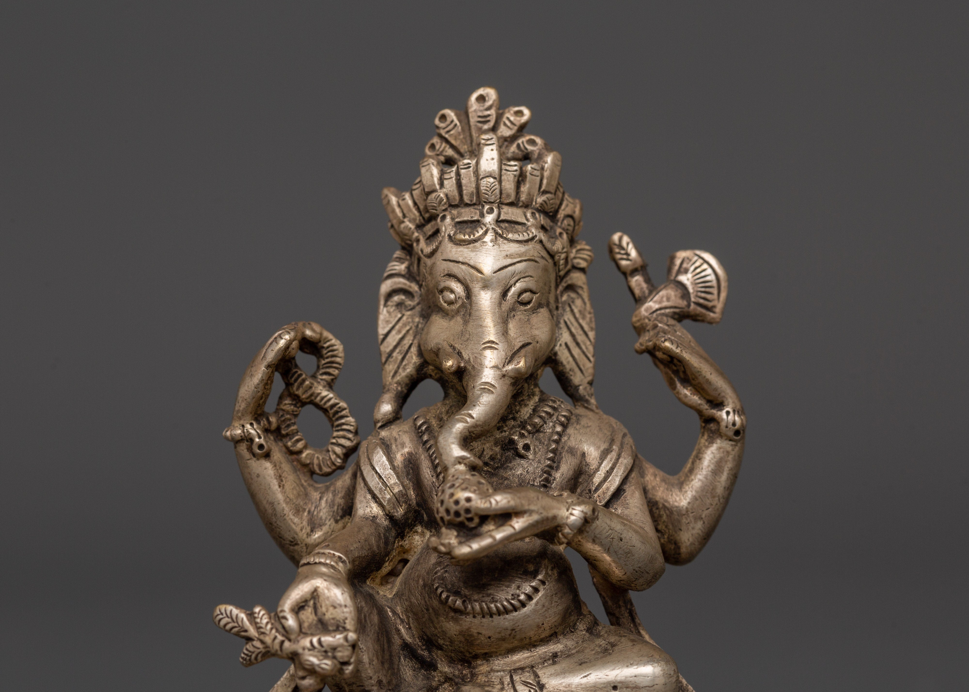 Silver-Plated Ganesh Statue - Spiritual Prosperity Blessings