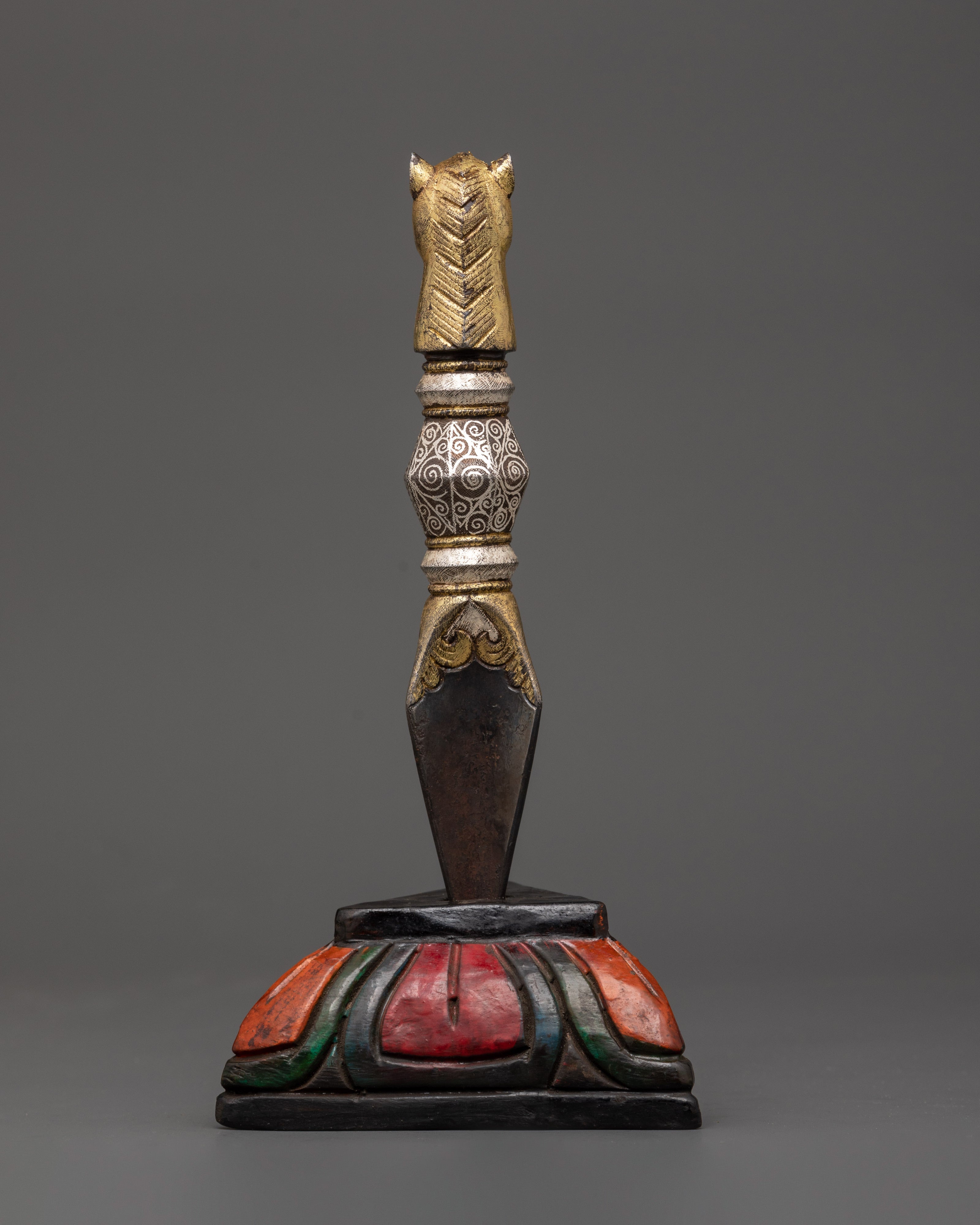 Iron Phurba with Carvings | Handcrafted Ritual Dagger for Protection