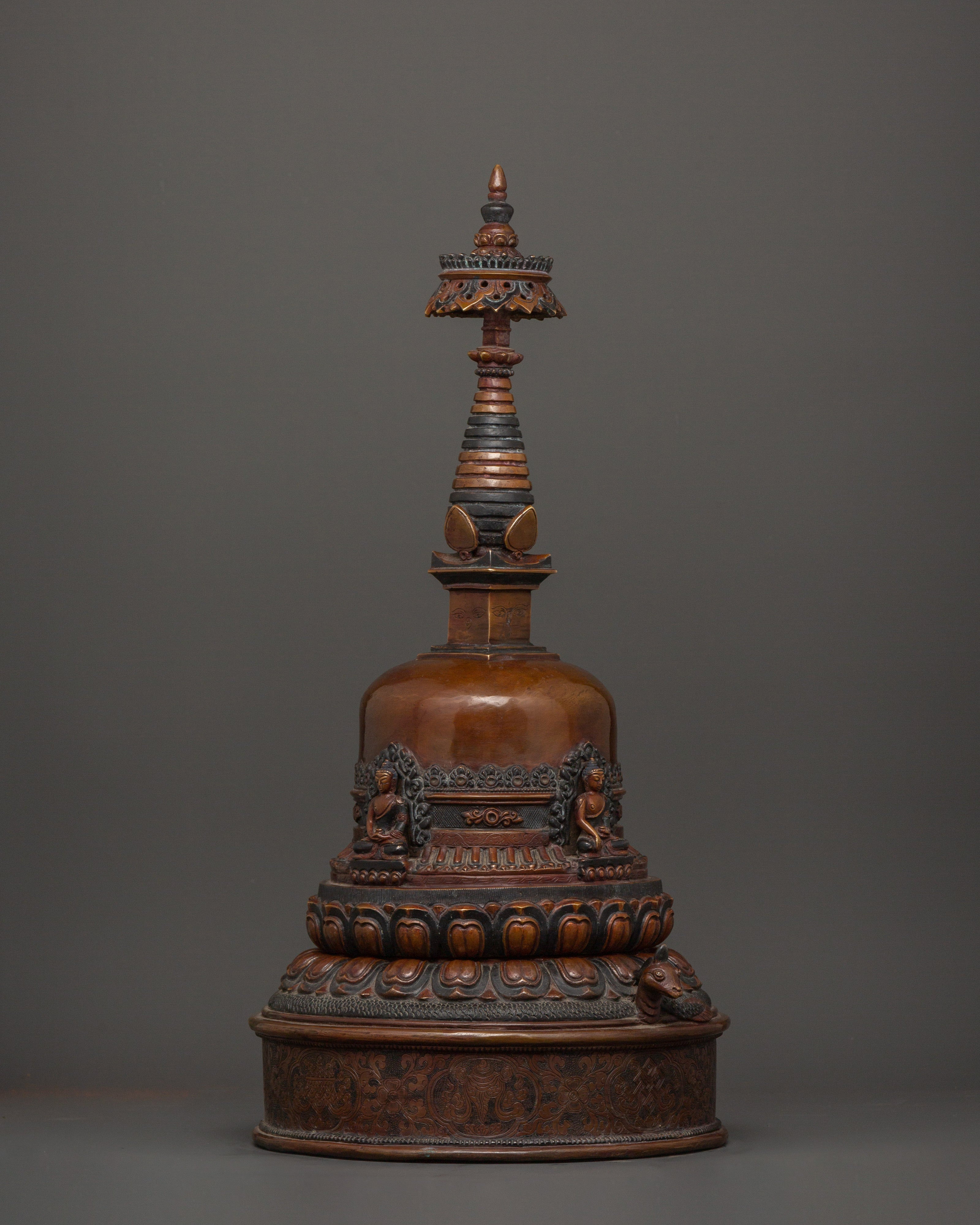Copper Oxidized Stupa | Sacred Tibetan Shrine of Enlightenment