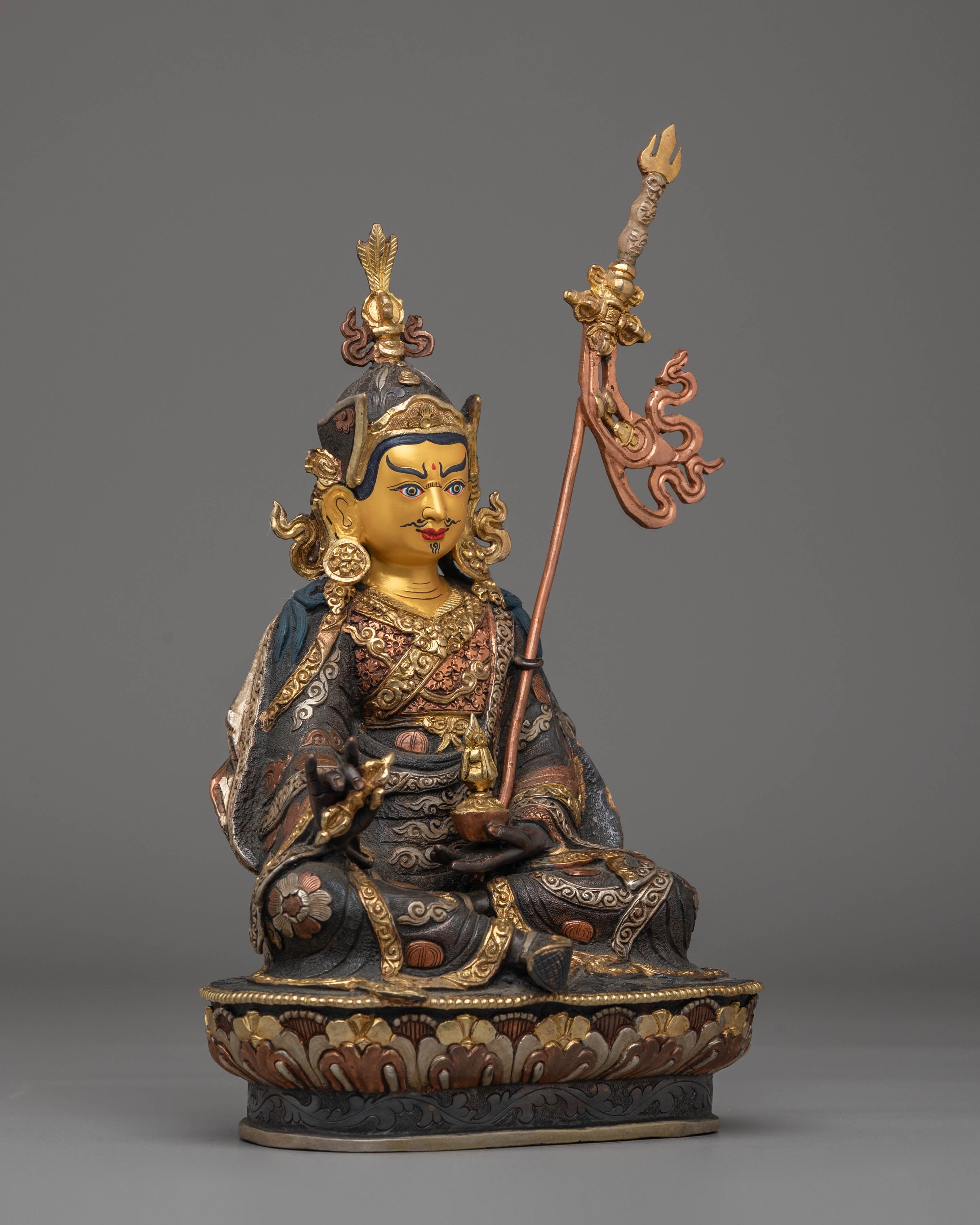 Guru Rinpoche Copper Handmade Sculpture | Tibetan Guru Rinpoche Statue