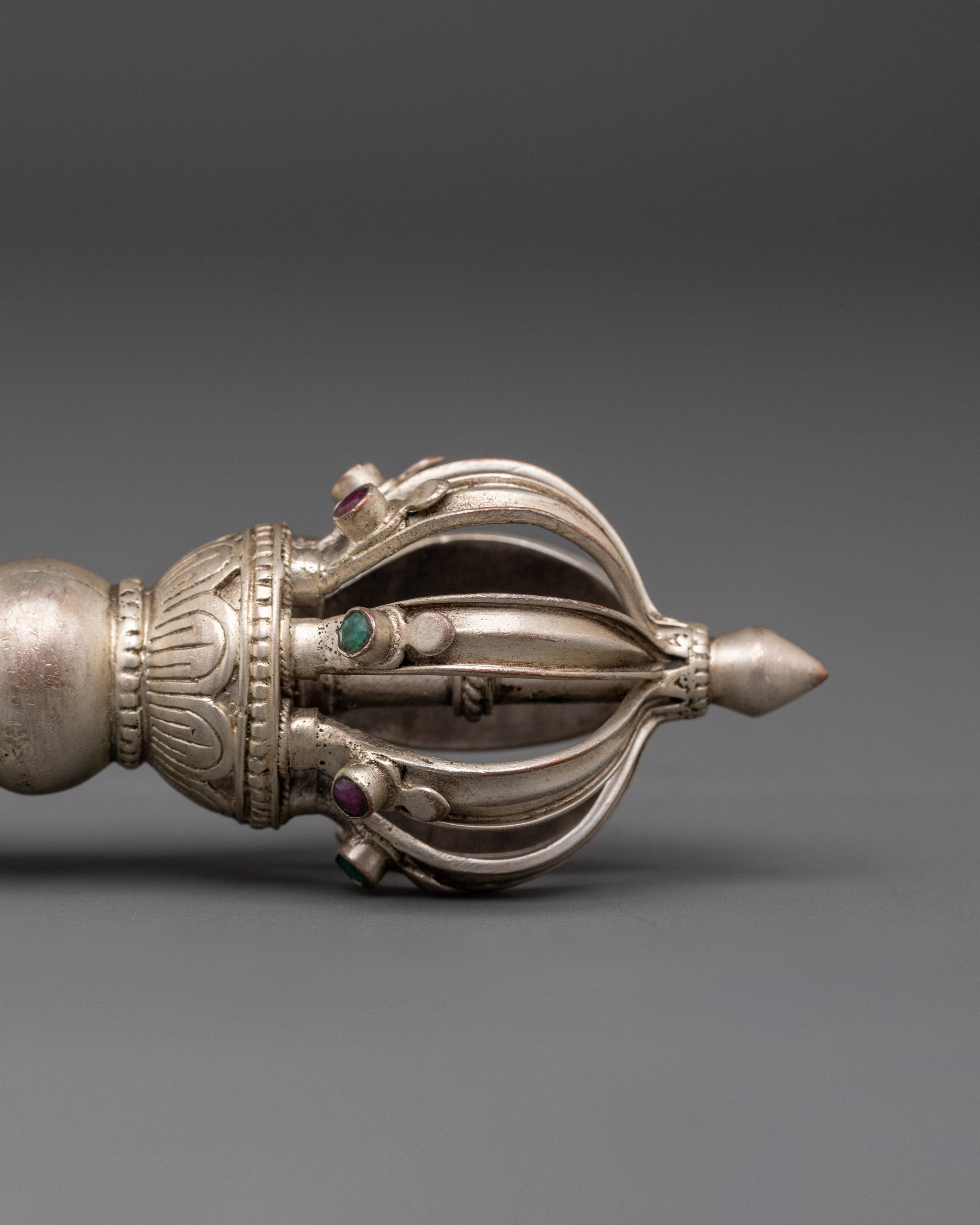 Bronze Bell And Vajra With Silver Handle | Tibetan Ritual Instruments for Spiritual Practice