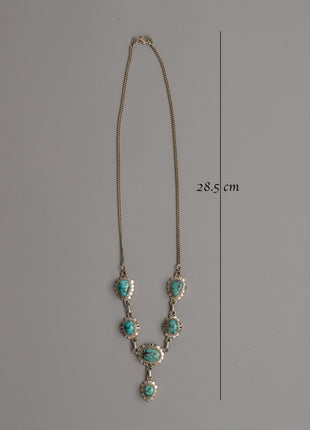 Turquoise Silver Necklace | Red Coral Gemstone Pendant Necklace