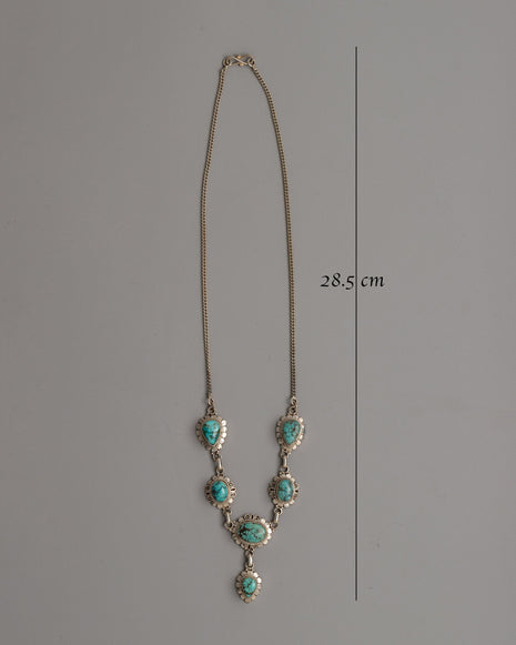 Turquoise Silver Necklace | Red Coral Gemstone Pendant Necklace