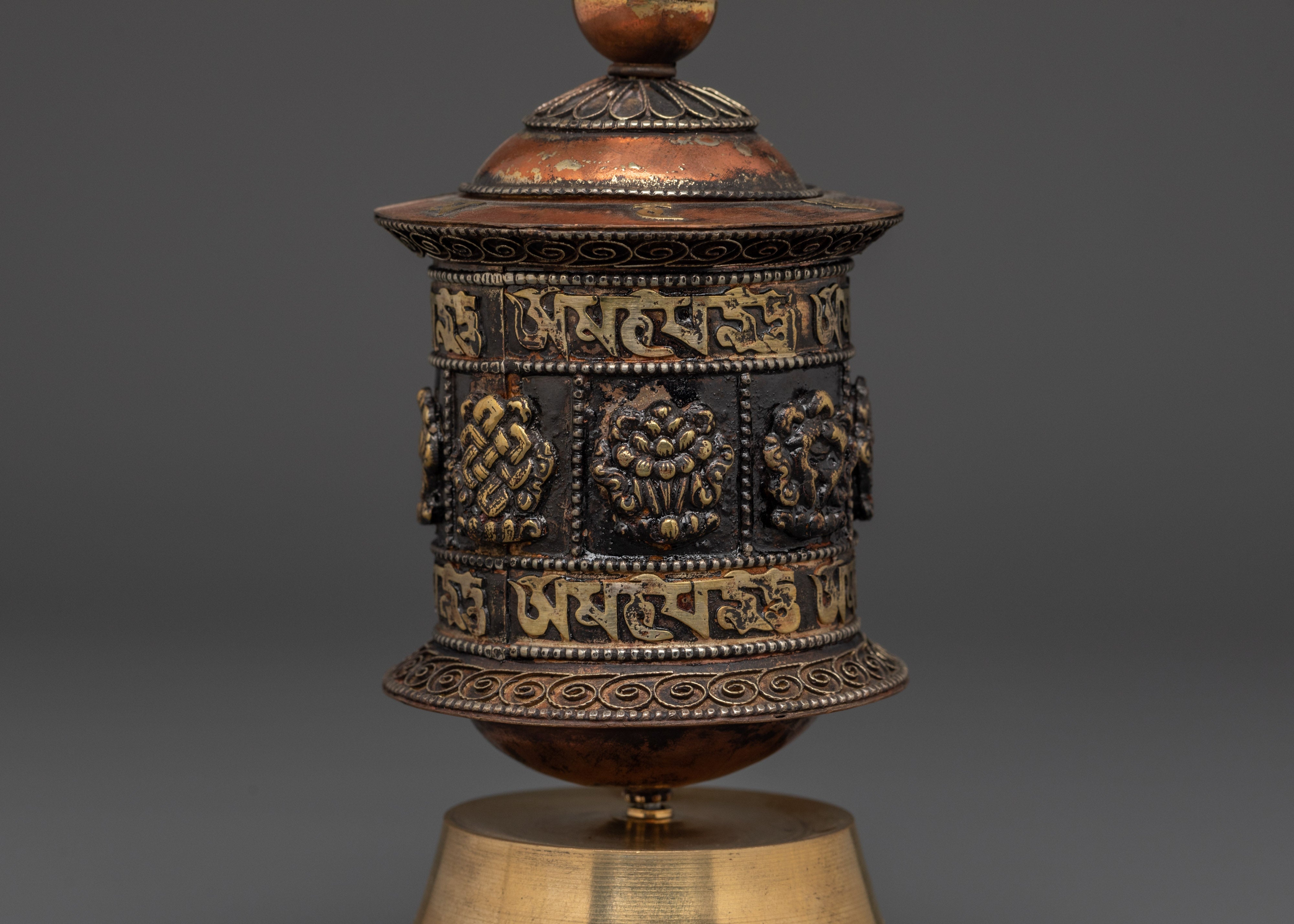 Traditional Himalayan Prayer Wheel | Eight Auspicious Symbols Wheel