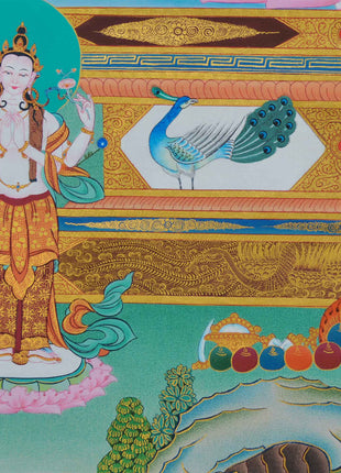Buddha Amitabha Thangka | Buddha for Infinite Light | Painting on Cotton Canvas