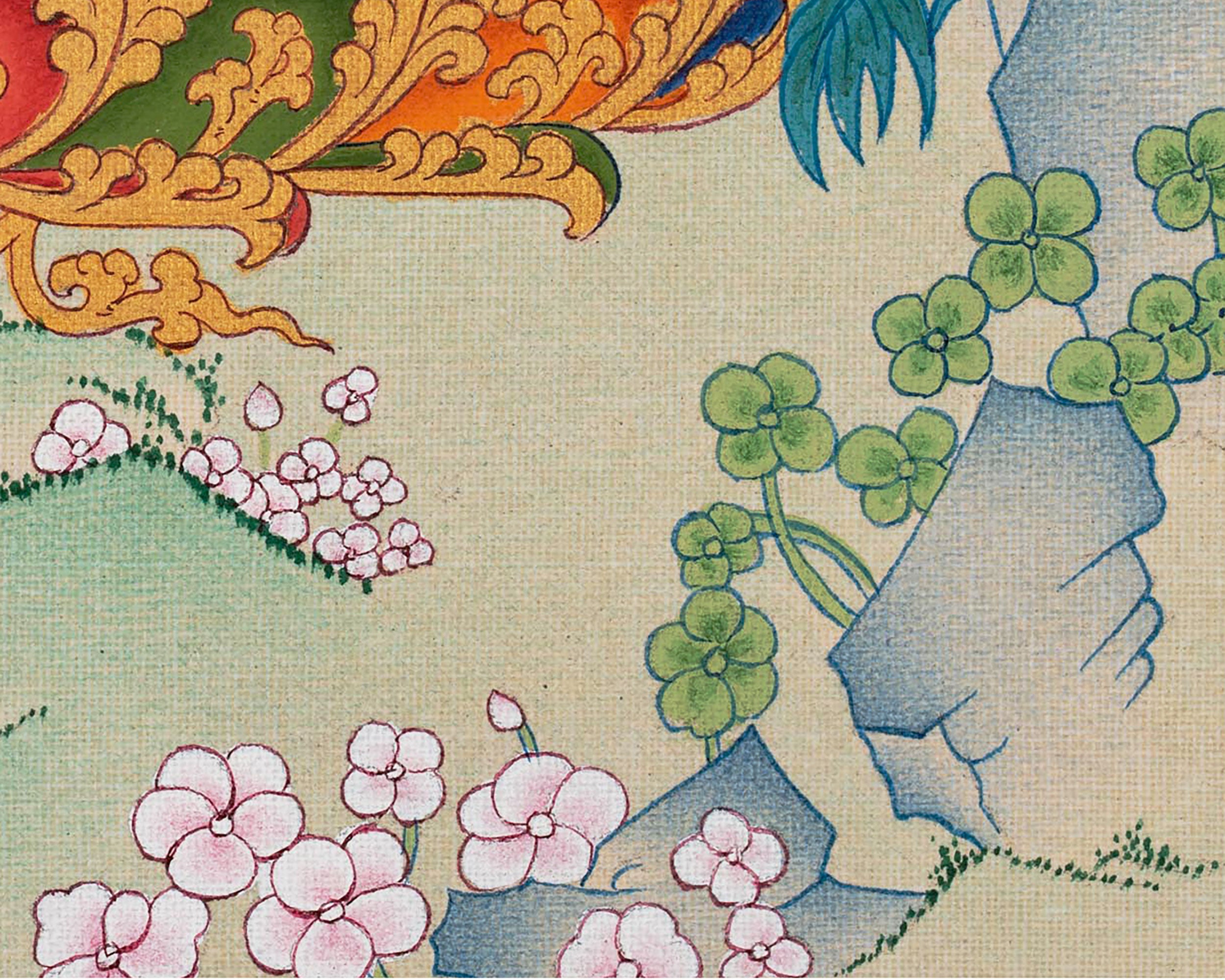 The Grace of Green Tara | Hand Painted Thangka For Decor | Traditional Tibetan Artwork