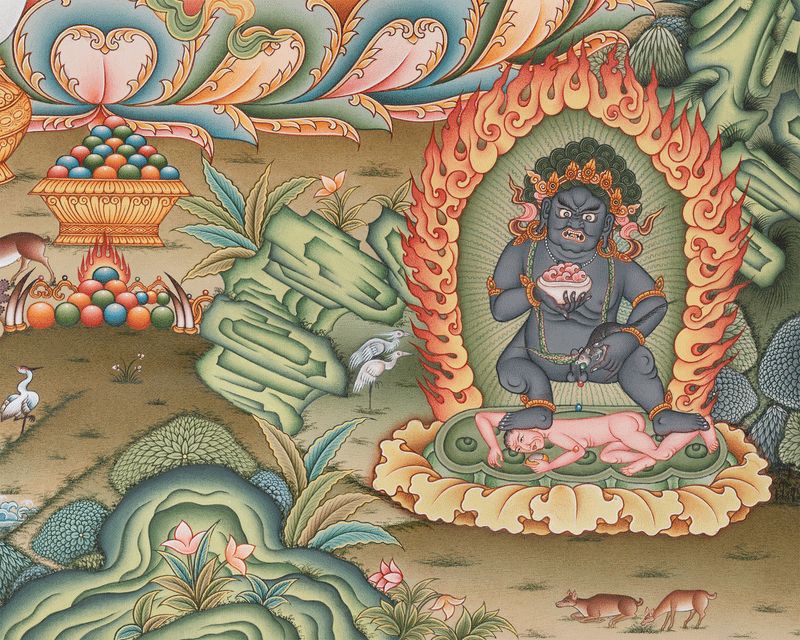 Dzambhala Thangka Print | Vajrayana Fine Artwork