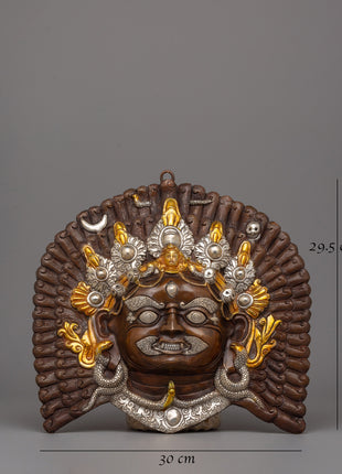 Gold Silver-Plated Mahakala Mask | Buddhist Protection Mask