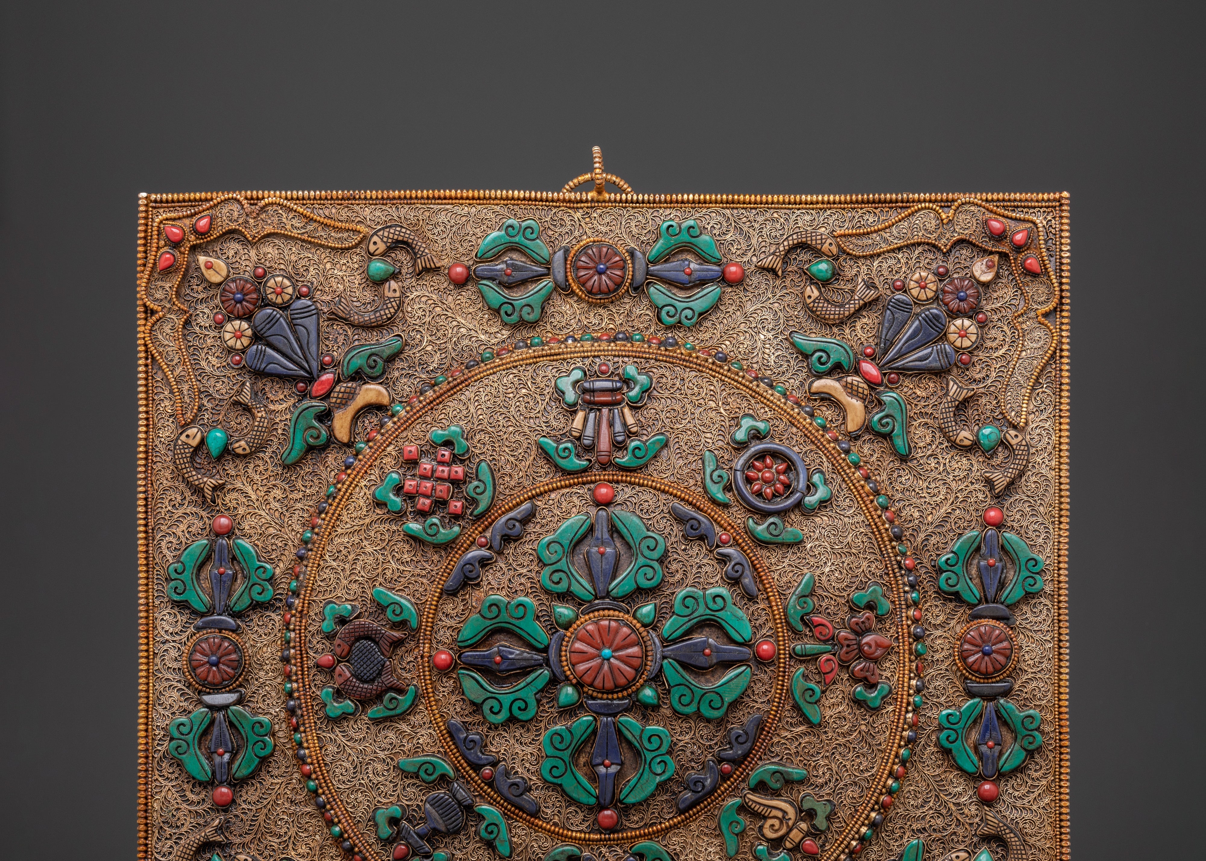 Spiritual Bishow Vajra Wall Hanging | Gold Plated Copper Art