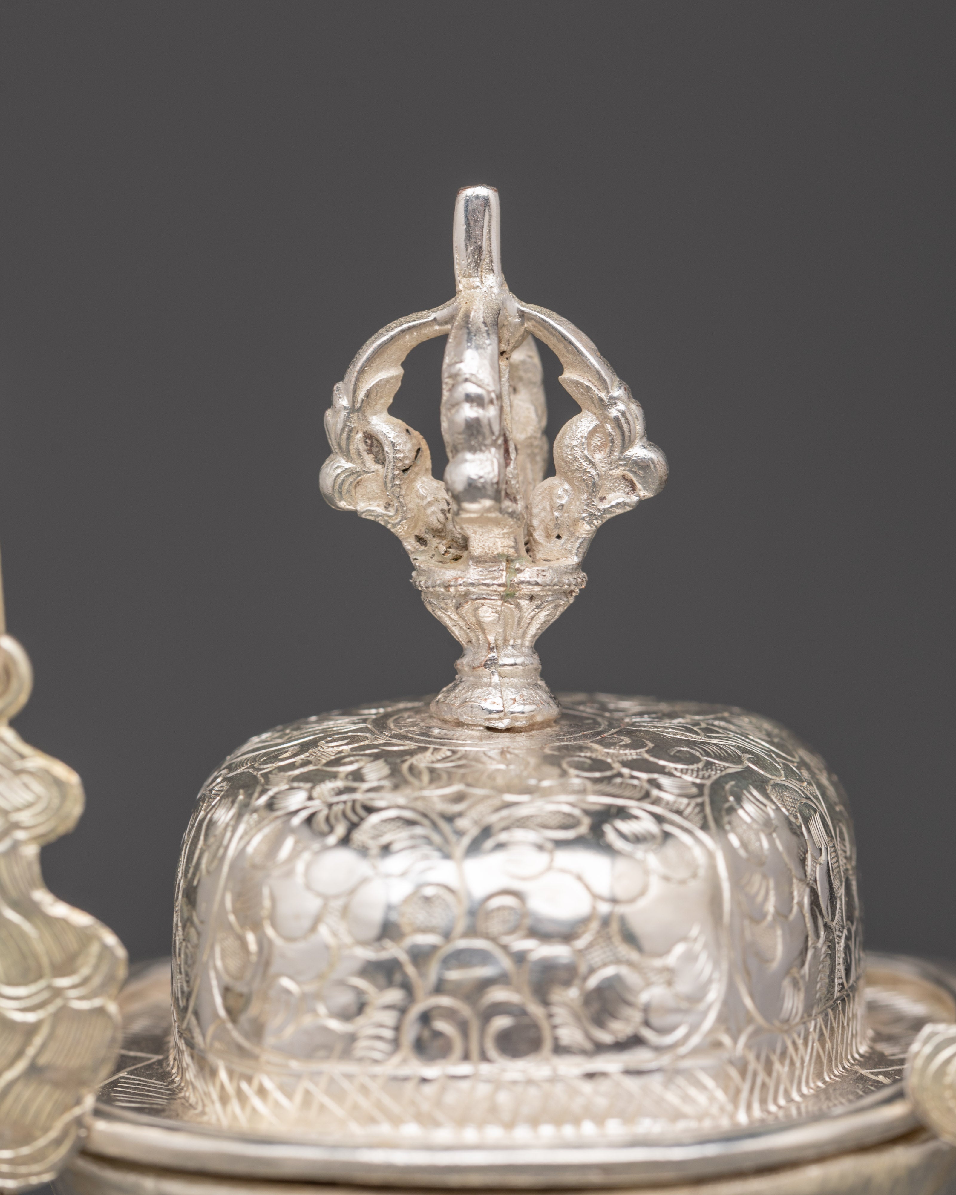 Silver-Plated Tibetan Kapala Set | Sacred Skull Cup for Tantric Offerings