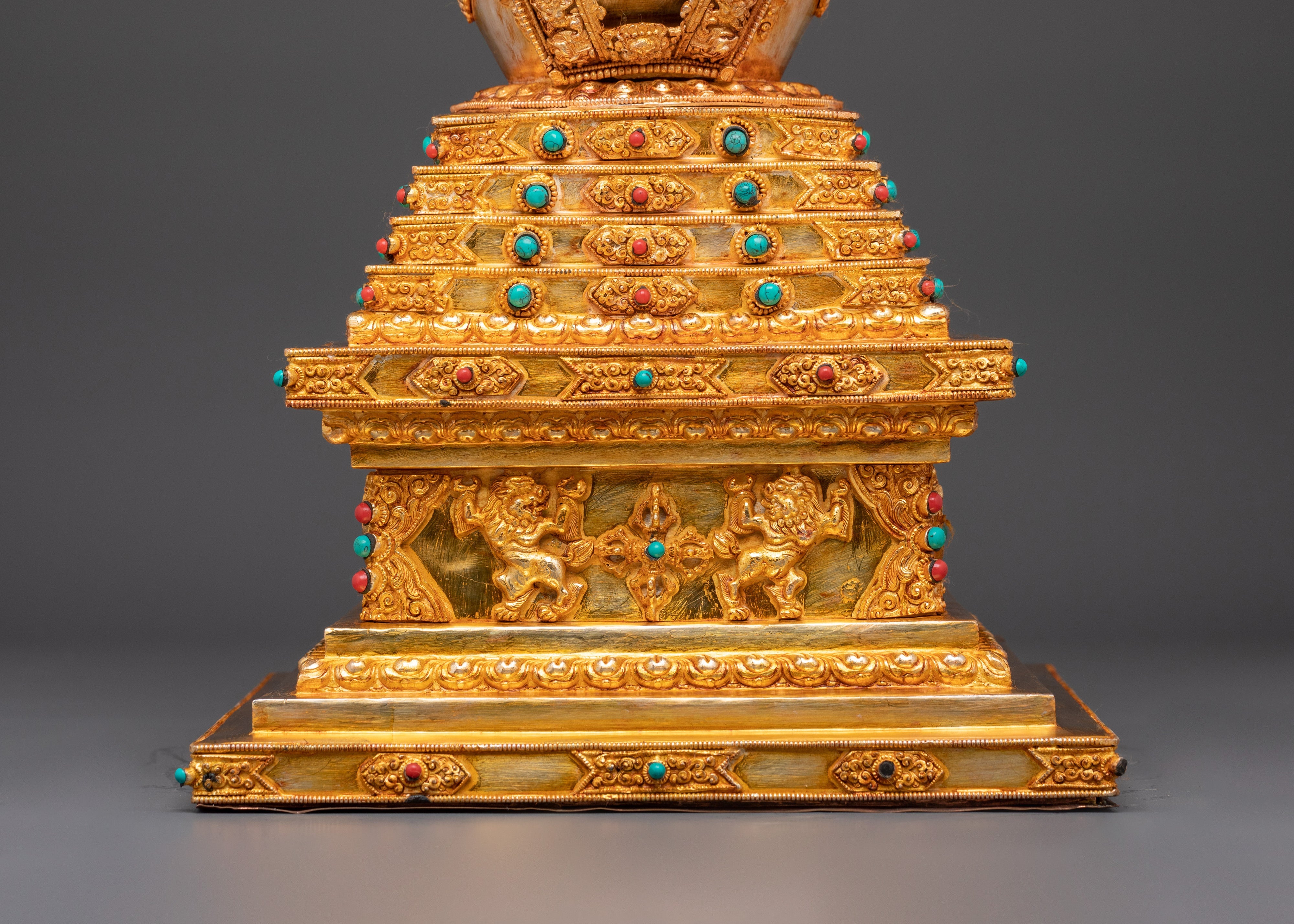 Gold-Plated Traditional Tibetan Stupa | Symbol of Enlightenment & Sacred Blessings