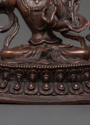 Sacred Manjushri Sculpture | Oxidized Copper Buddhist Bodhisattva of Wisdom