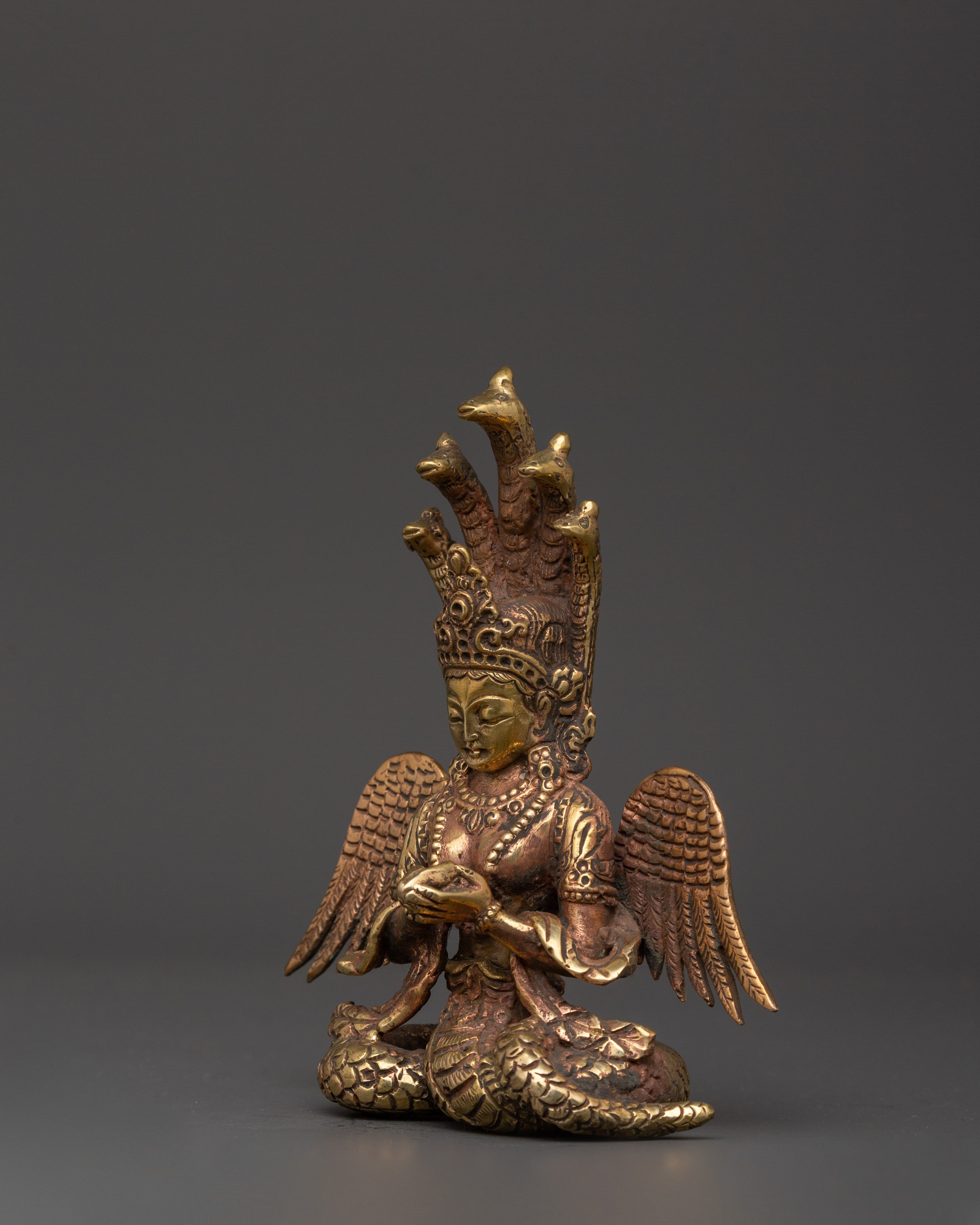 Naagkanya Copper Statue | Handcrafted Snake Goddess Sculpture