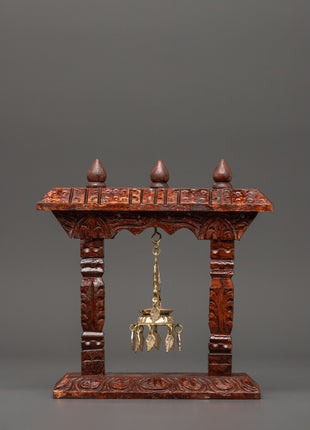 Handcrafted Wooden Khadullu with Brass Dhalucha | Traditional Oil Lamp For Rituals