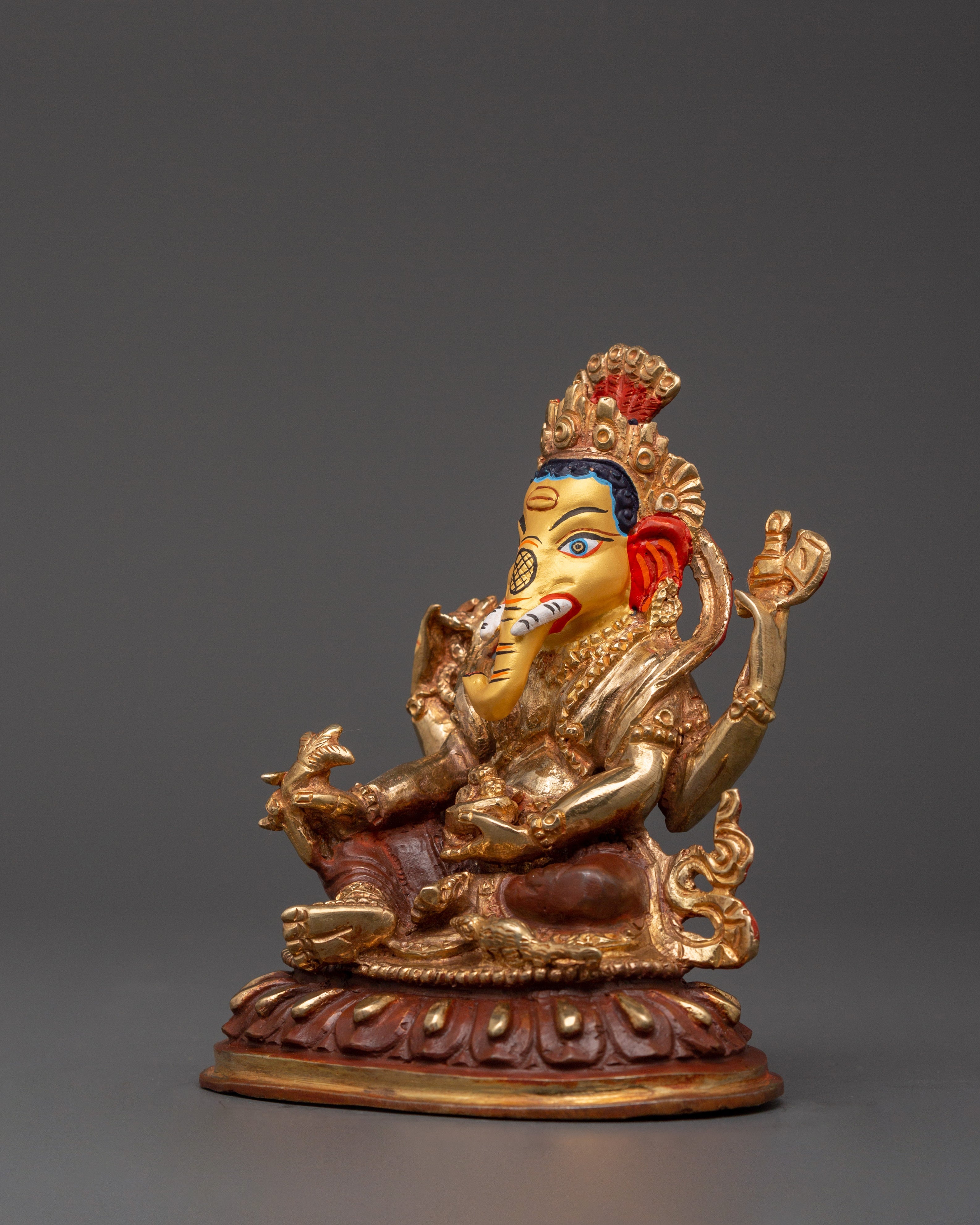 Handcrafted Oxidized Copper Ganesh | Colorful Acrylic Painted Lord Ganesha Sculpture