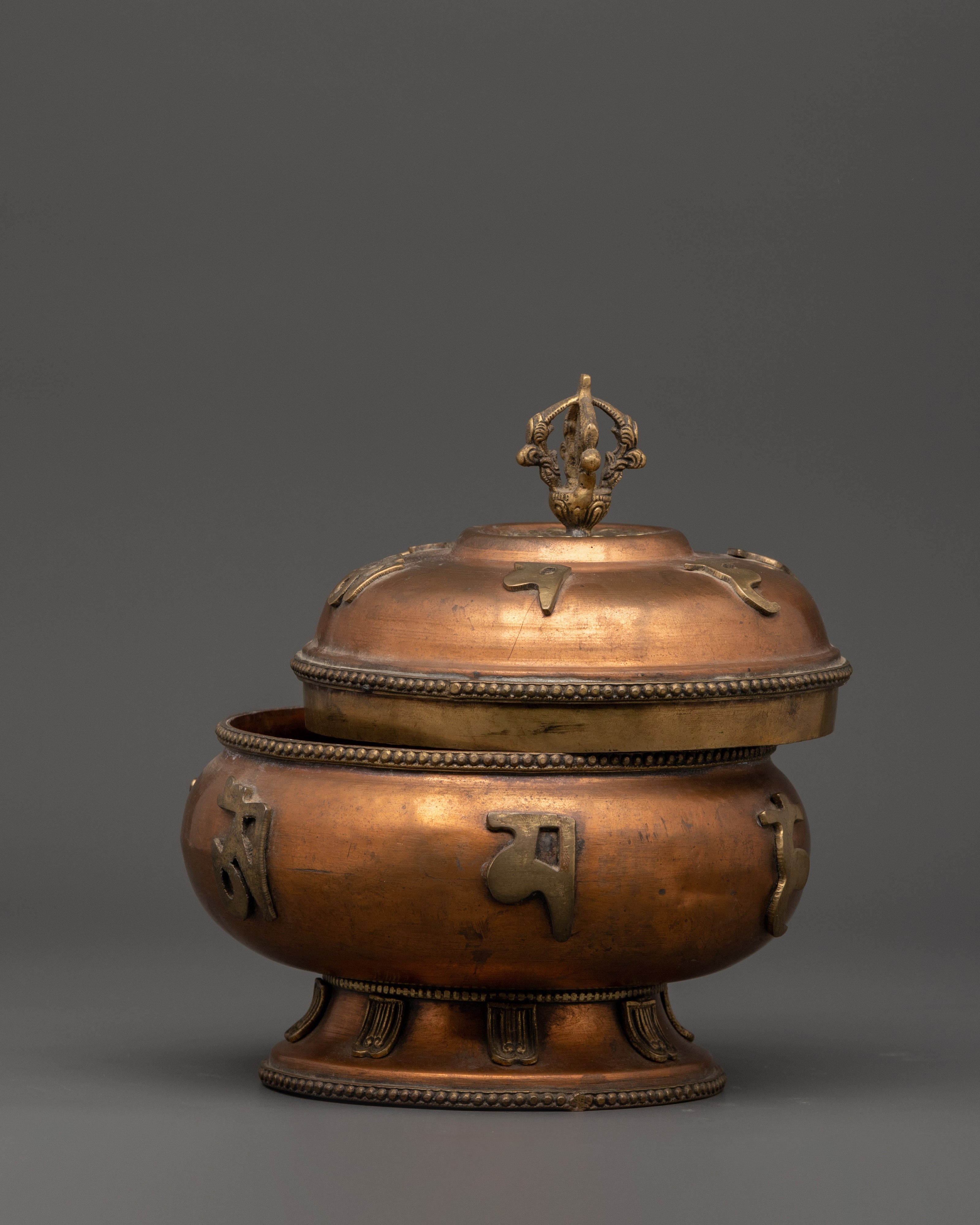 Traditional Religious Rice Pot | Brass Decor for Prayer and Offerings
