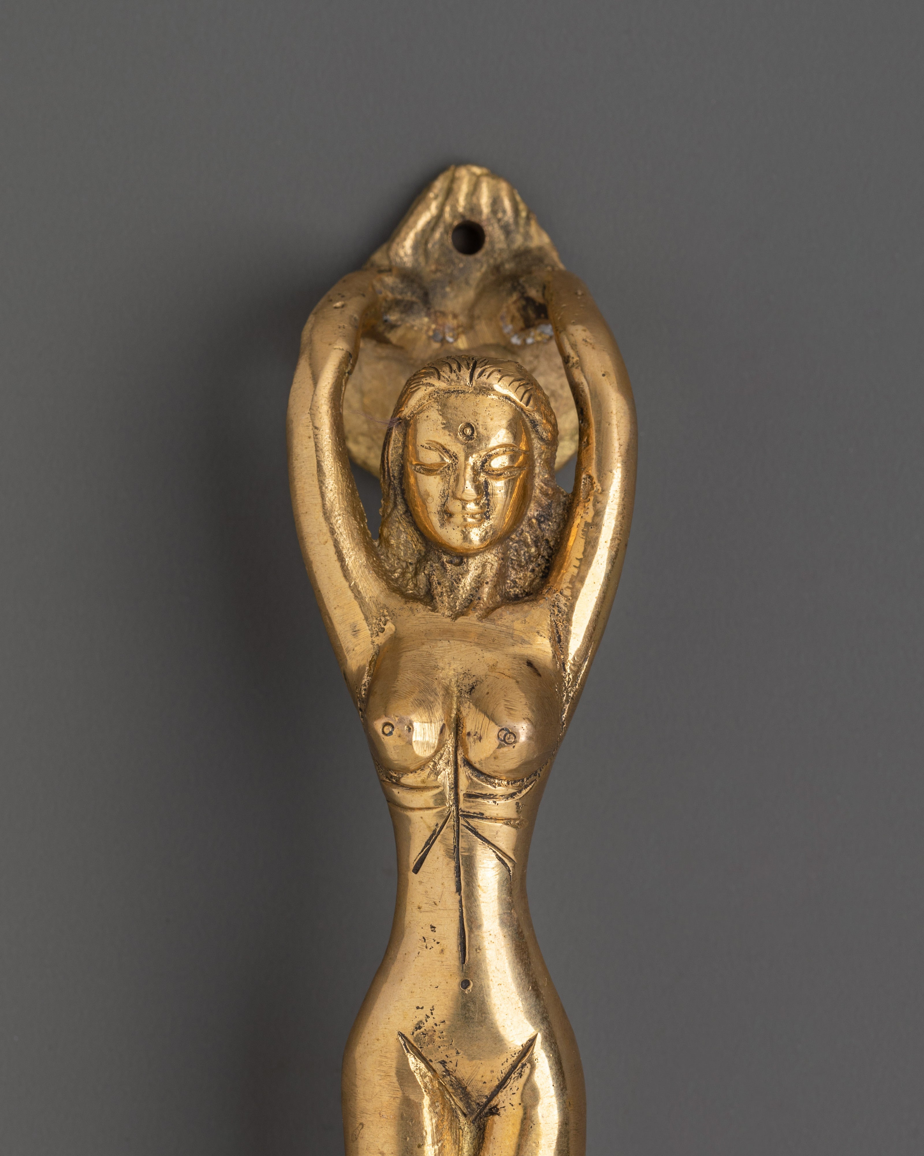 Brass Female Figure Door Handle | Elegant Door Pull for Artistic Spaces