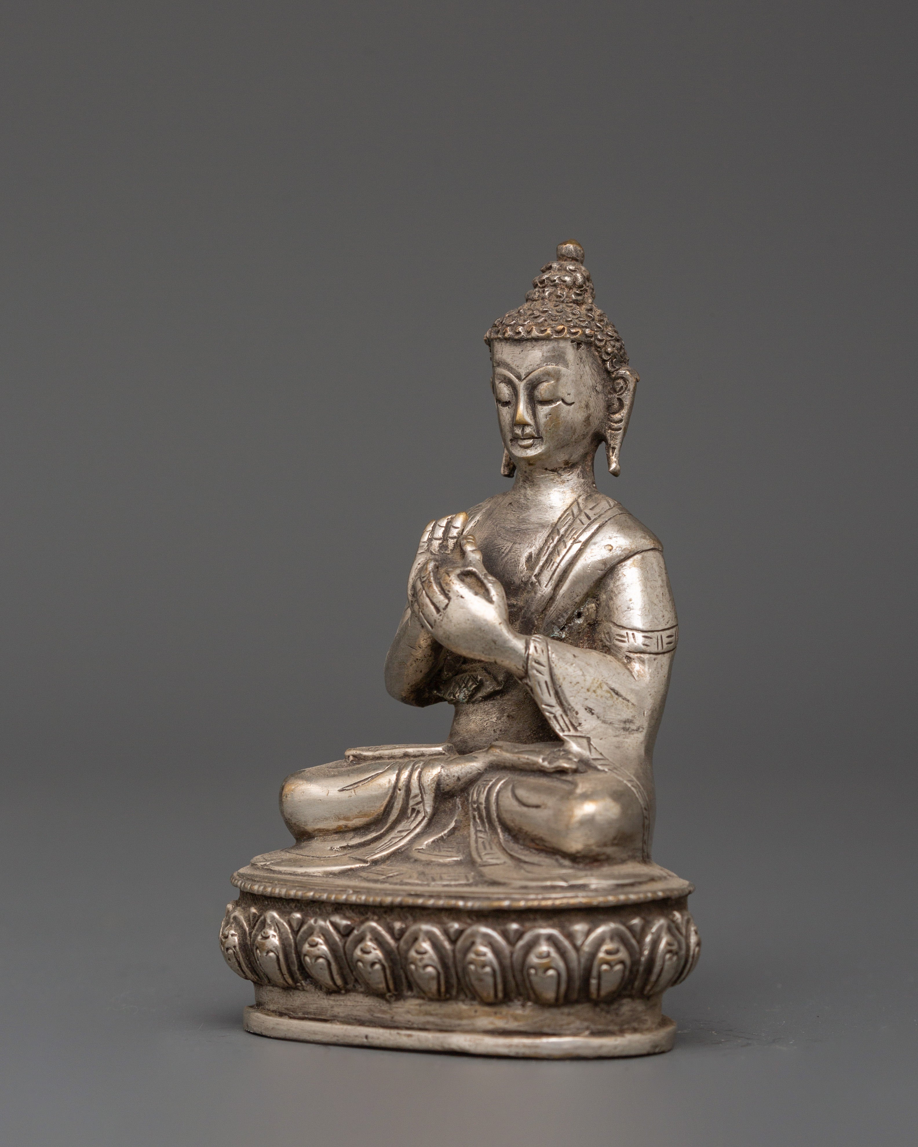 Handcrafted Tibetan Dharma Chakra Mudra Vairocana Buddha | Cosmic Buddha of Wisdom