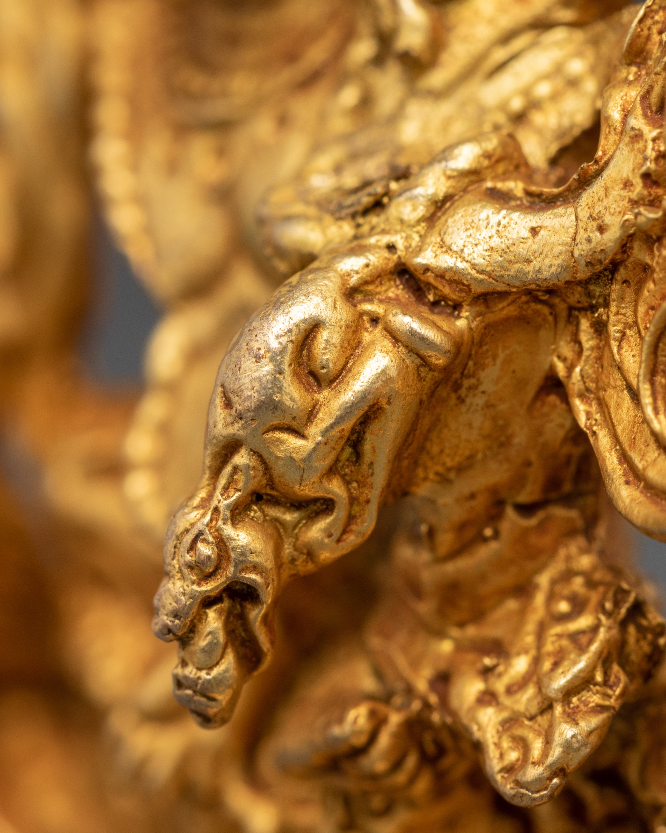 Sacred Abundance Icon White Dzambhala Statue | Gold Plated Copper Art