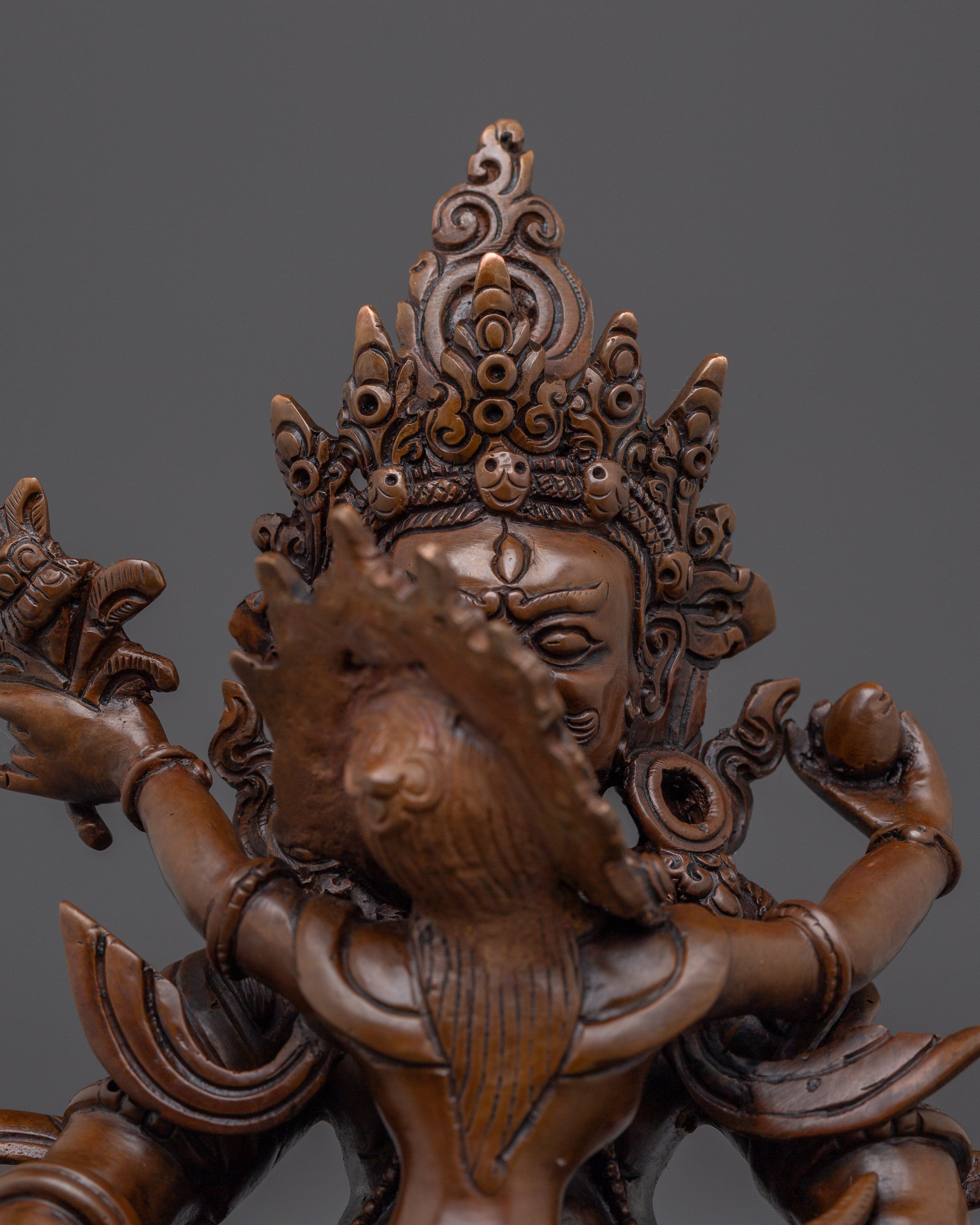 Green Dzambhala with Consort Oxidized Statue | Symbol of Wealth