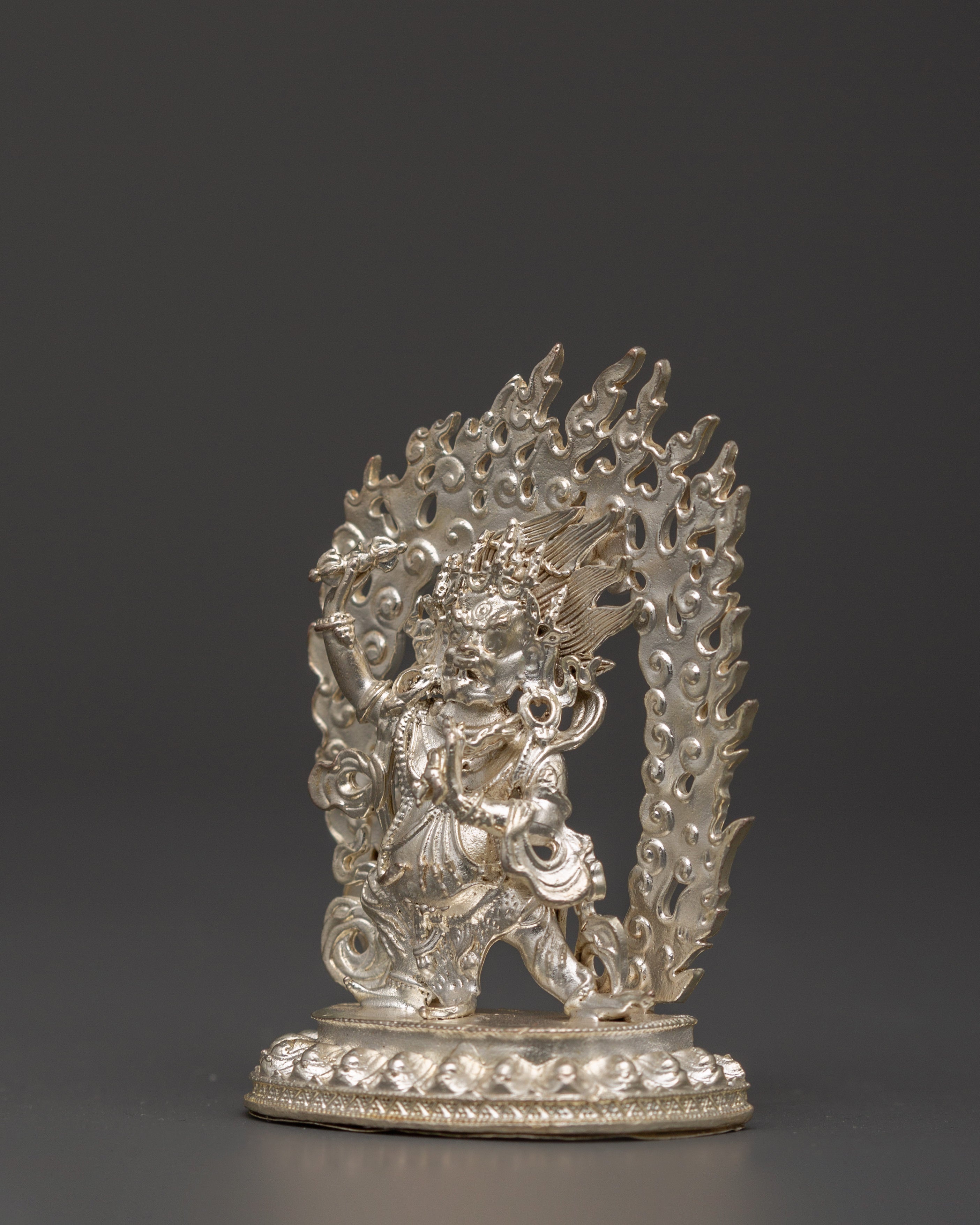 Vajrapani Silver Plated Statue | Tibetan Buddhist Protector