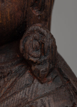 Tantric Master Guru Rinpoche Cedar Wood Statue | Sacred Buddhist Sculpture