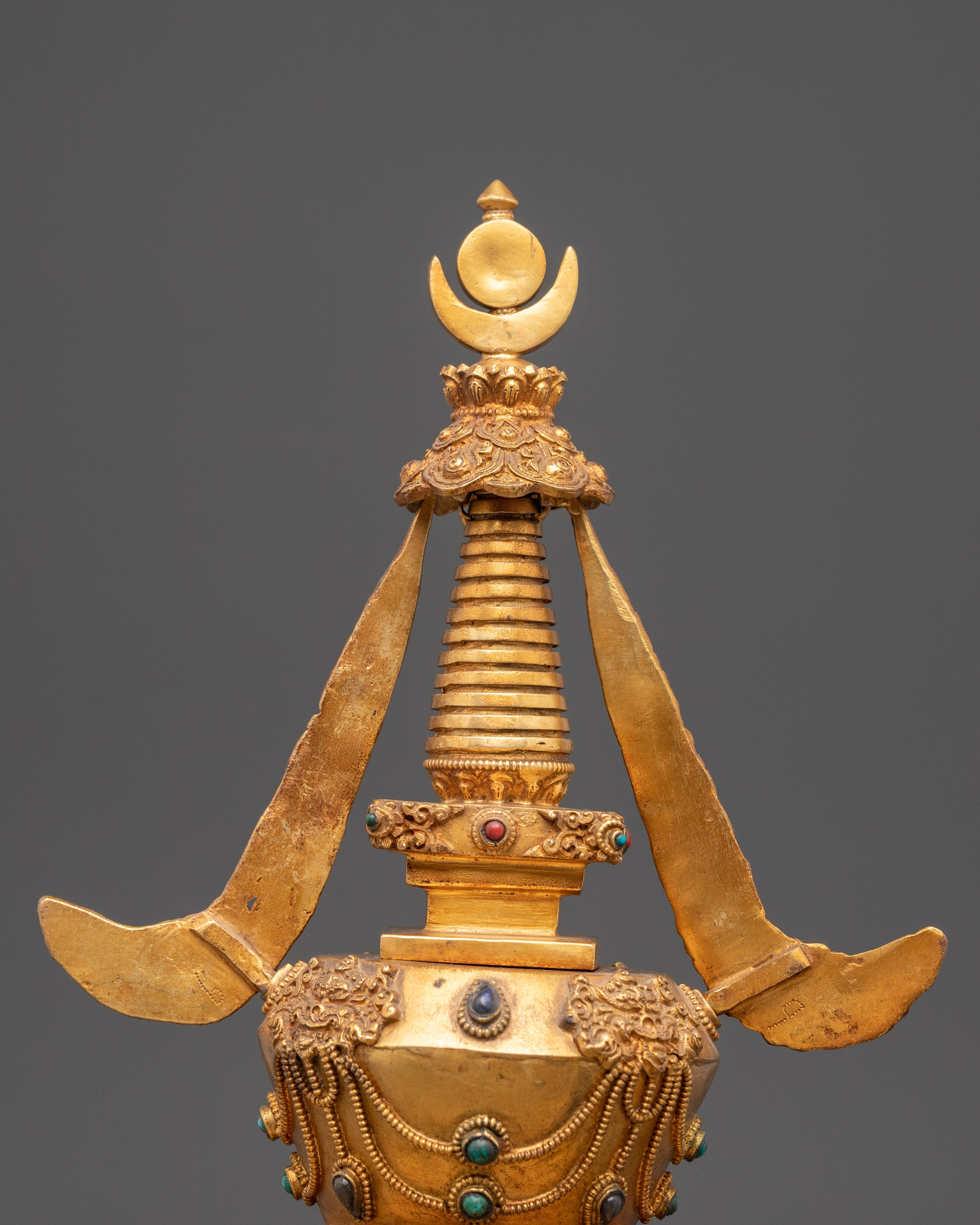 Gold Plated Stupa for Ritual Ceremonies | Path to Enlightenment