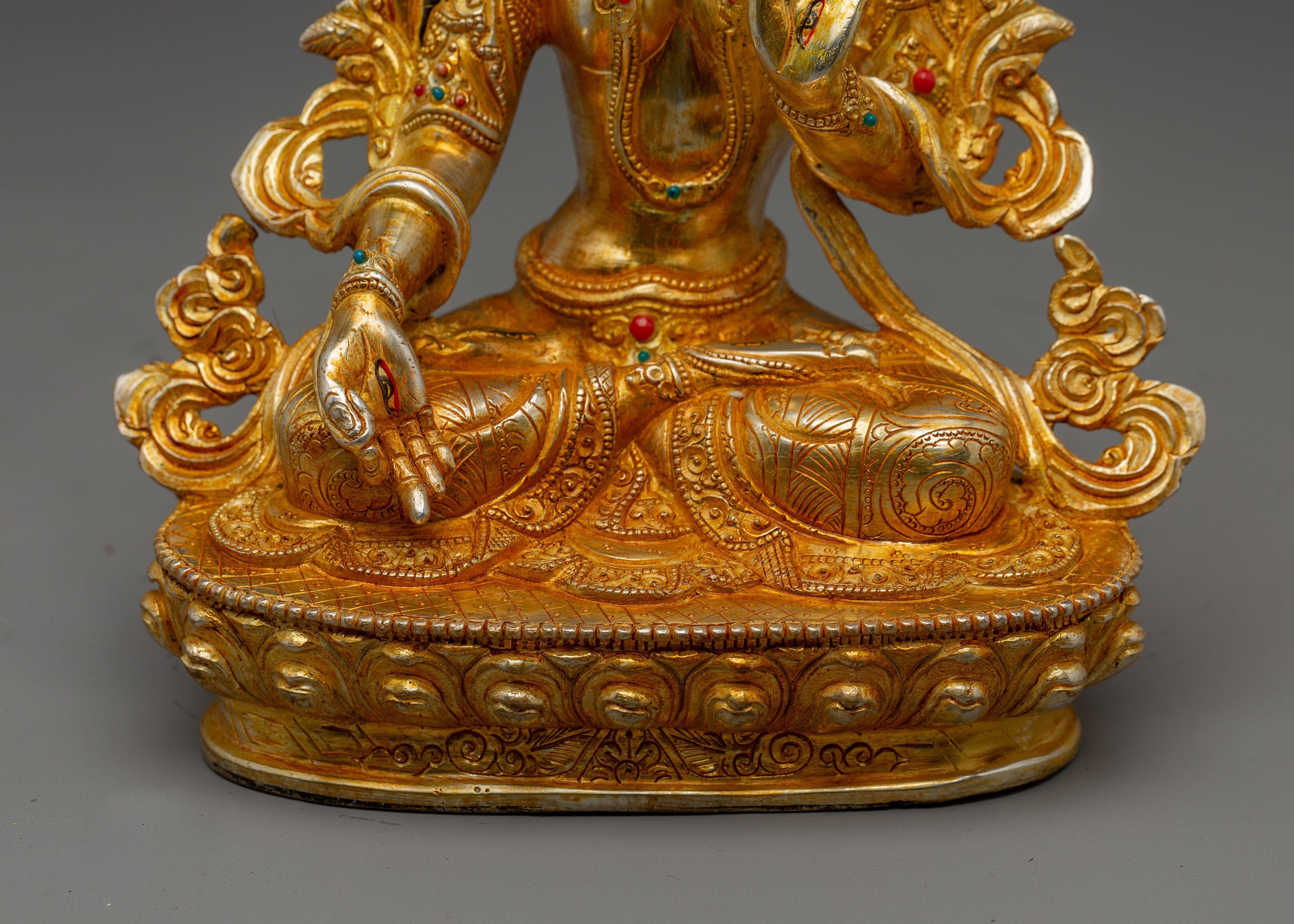 Handcrafted White Tara Copper Artwork | Buddhist Figurine for Spiritual Practice