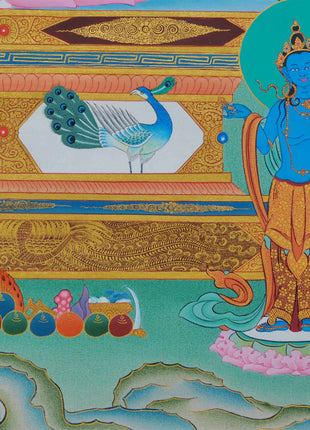 Buddha Amitabha Thangka | Buddha for Infinite Light | Painting on Cotton Canvas