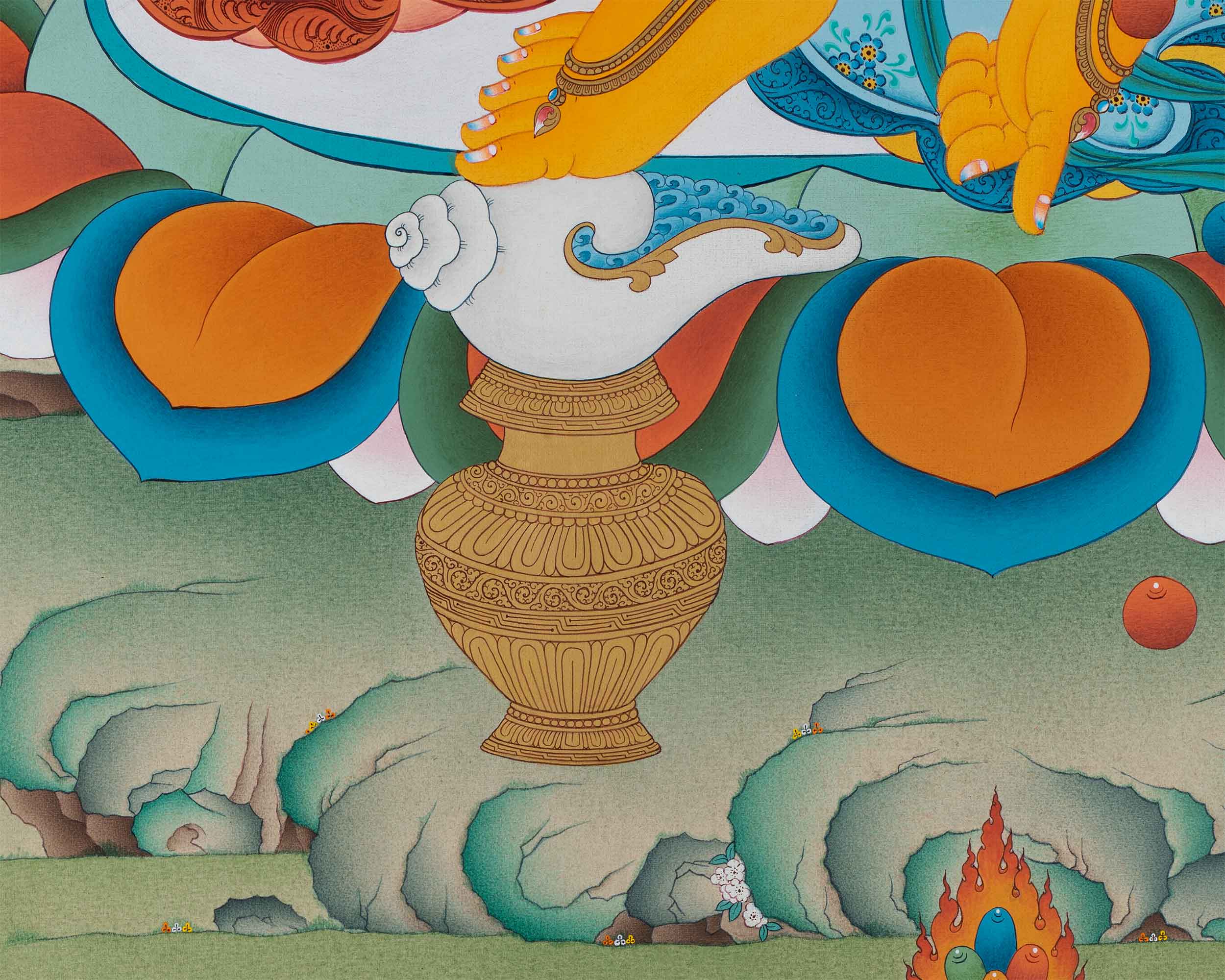 Dzambhala Thangka Artwork | Deity of Wealth and Compassion | Traditional Hand Painted Art