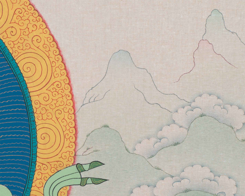 Amitayus With White Tara and Namgyalma Thanka Print | Bodhisattva Canvas Print | Tibetan Buddhism Art