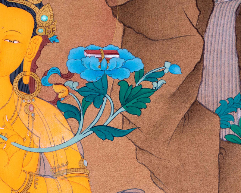 Bodhisattva Of Wisdom Manjushri Thangka Print | Manjushree For Wall Decor | Tibetan Buddhism