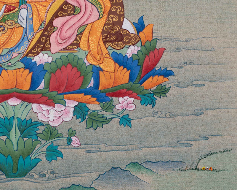 Hand Painted Guru Rinpoche Thangka | Guru Padmasambhava | Traditional Karma Gardi Style