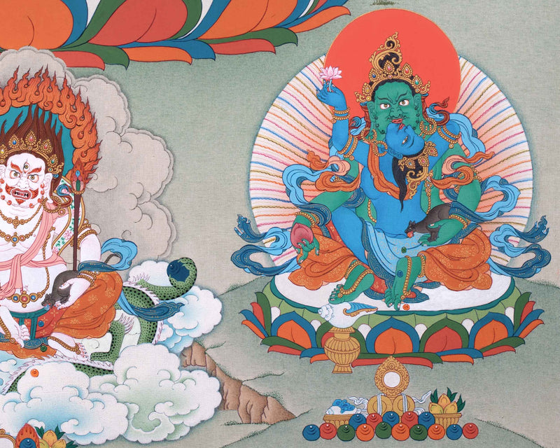 Five Dzambhala Thangka Masterpiece | Painting of Wealth Deity From Enlightenment