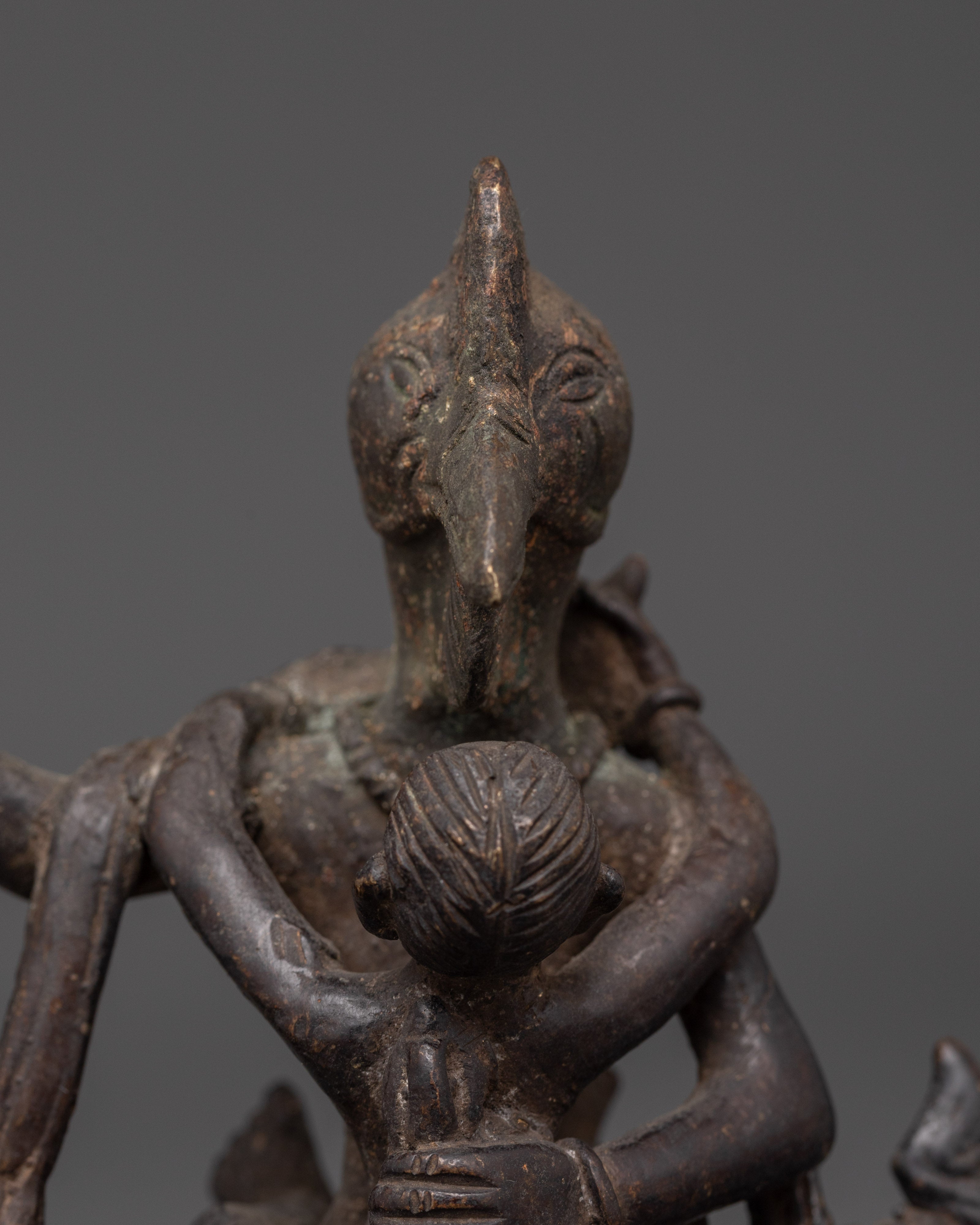 Tibetan Garuda Copper Statue with his Consort | Protector Deity for Meditation