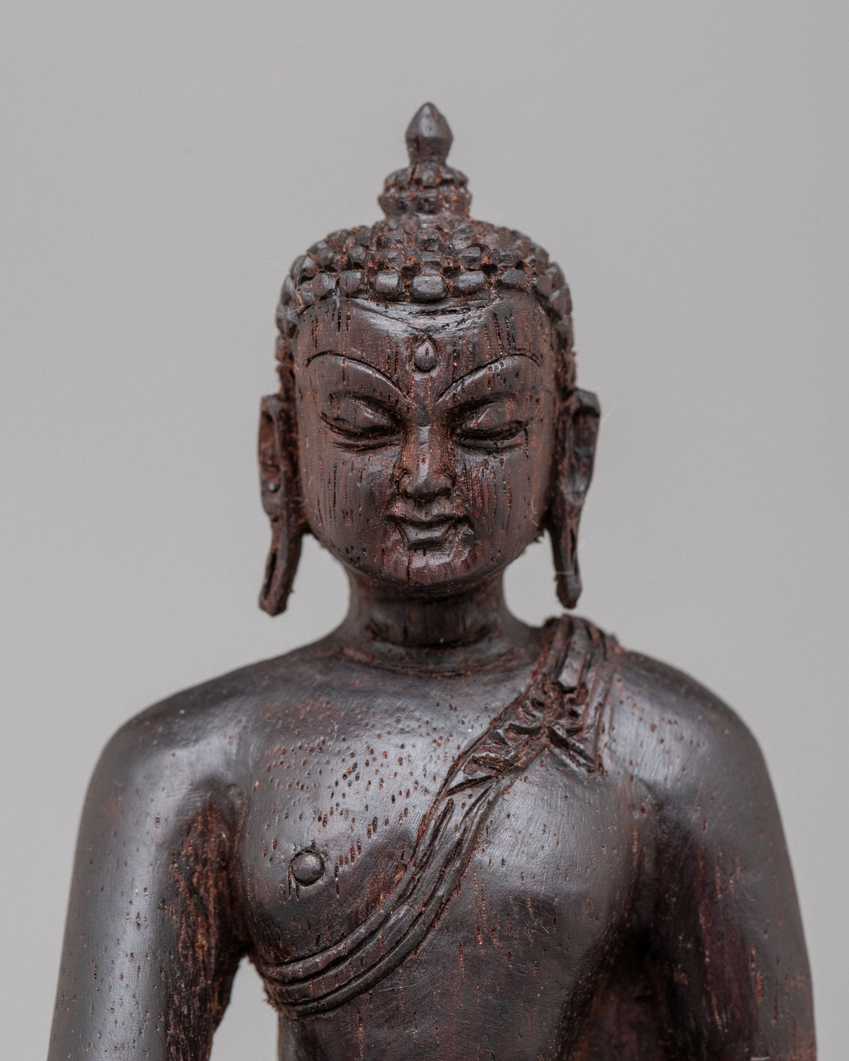 Sacred Shakyamuni Sculpture | Hand-Carved Wooden Artwork