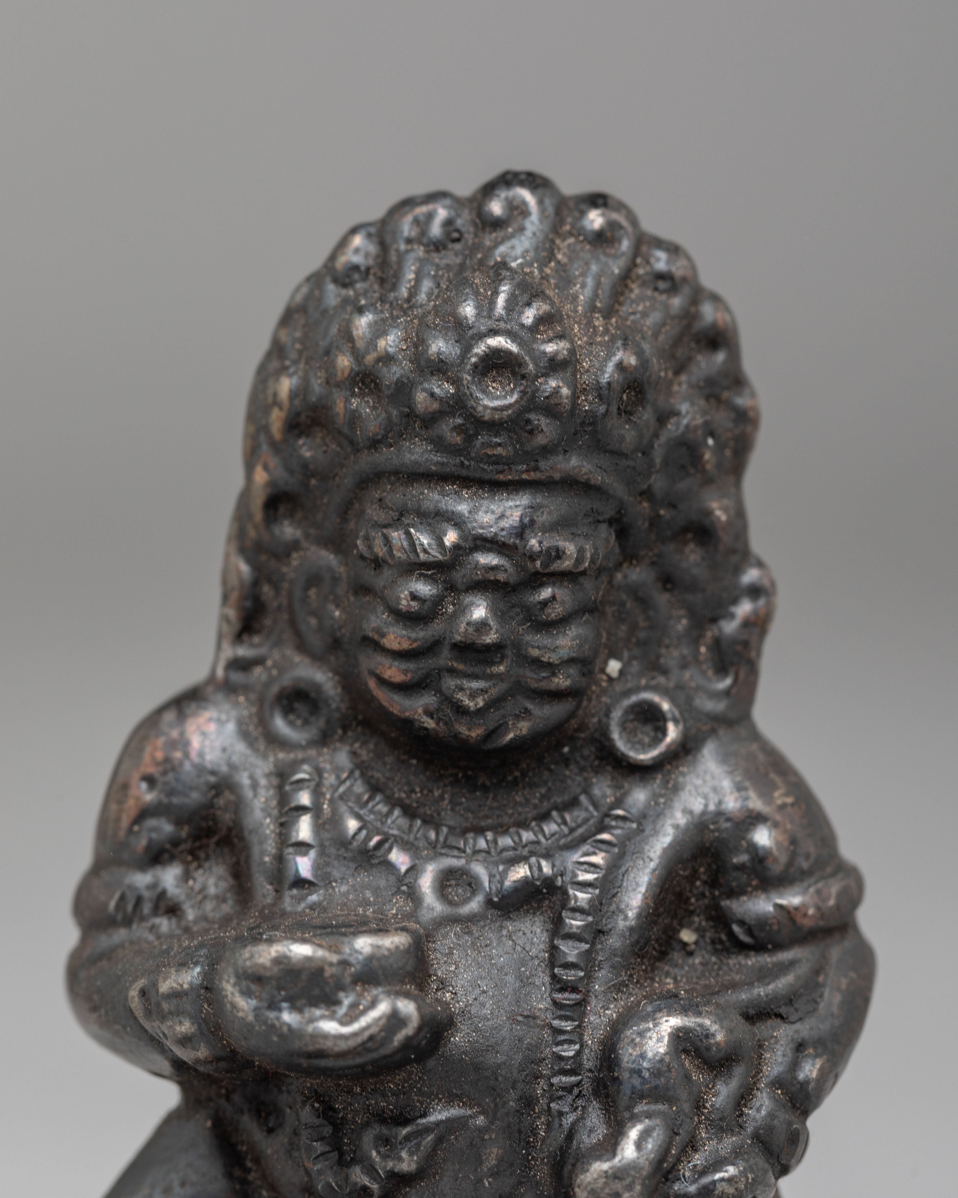 Black Dzambhala Wealth Protector Statue | Handcrafted Iron Sculpture