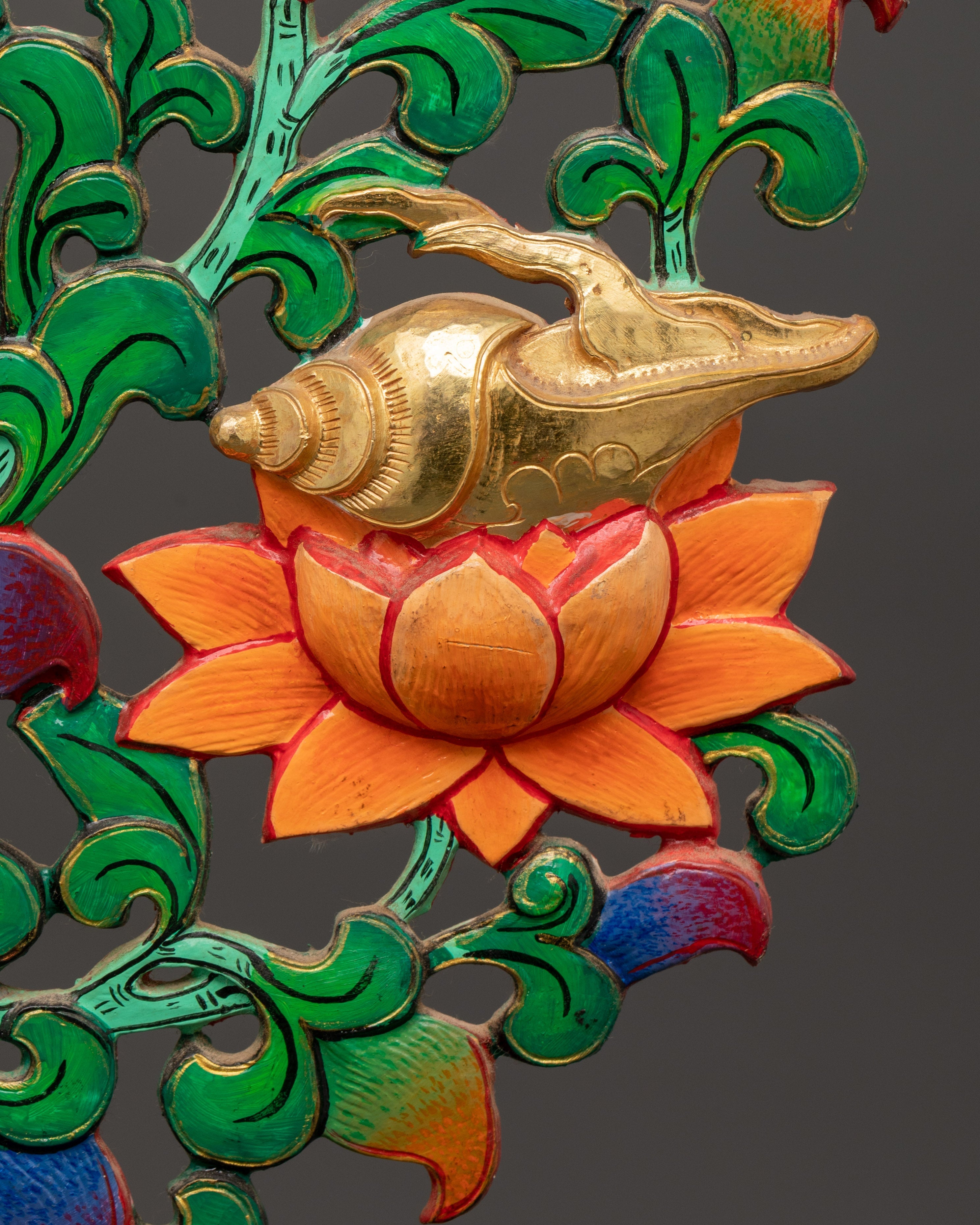 Tibetan Copper Offering Tree | Gold Plated Ritual Art with Acrylic Colors